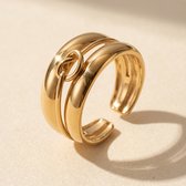 Lundholm Helena Brede Ringen Dames Goudkleurig - Statement Ring met Infinity Knoop - Premium Stainless Steel Jewellery PVD Goud Verguld - Hypoallergene Sieraden - Vrouwen Cadeautjes - Kerst Cadeau Vrouw en Vriendin - my Lundholm