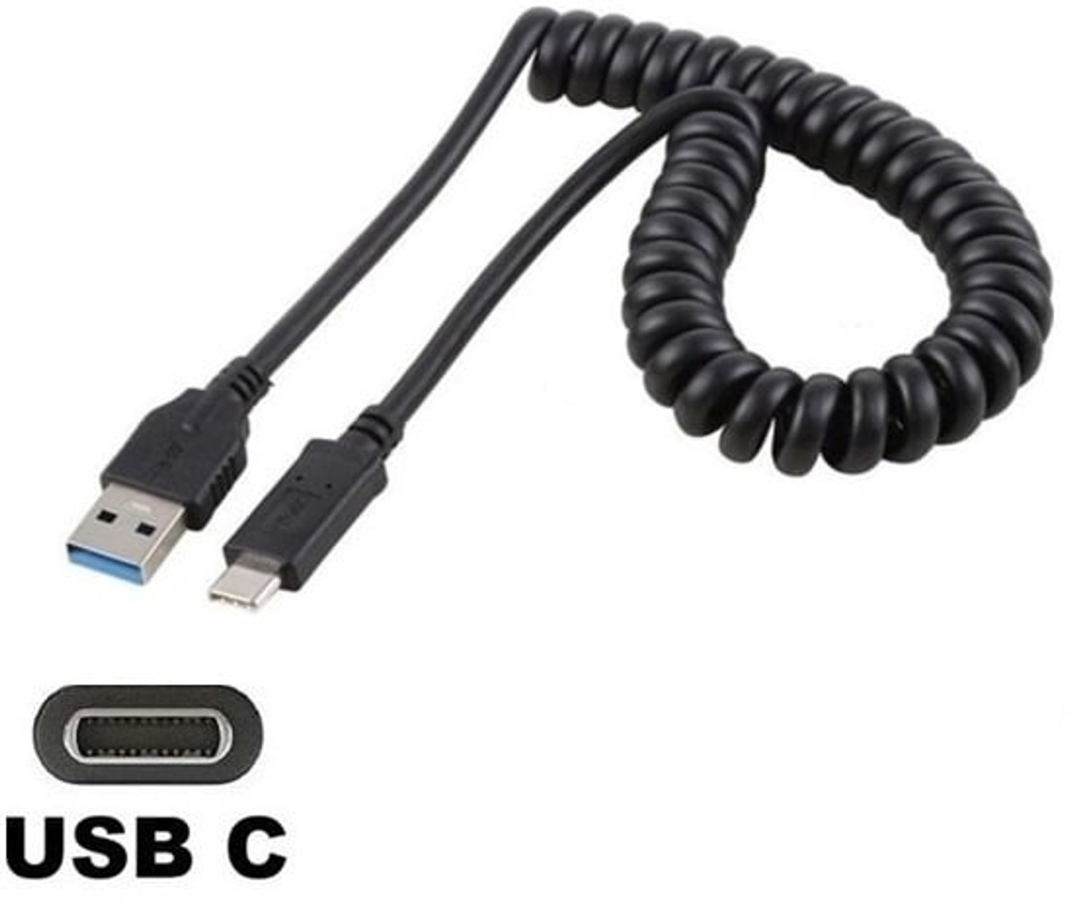 OneOne 0,4m USB C spiraal kabel. Sterke laadkabel voor de auto. Oplaadkabel snoer past op TomTom GO Expert Plus, GO Superior, GO Exclusive, GO Expert 7 Plus, GO Navigator, GO Superior, Go Classic, Go Camper Max / PP, Go Professional 2e Gen.