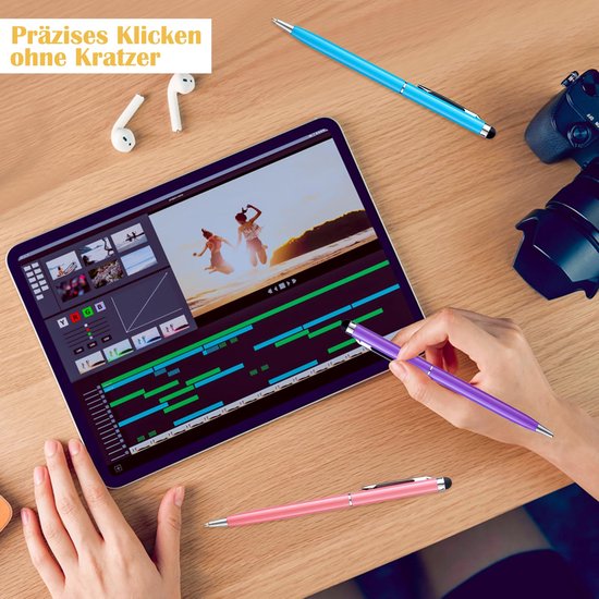 Tabletpen voor touchscreen - Capacitatieve Styluspen - Universele Tabletpen - Geschikt voor iPad/iPhone - Lichtgewicht 6 g - Verwisselbare vulling — afbeelding 4
