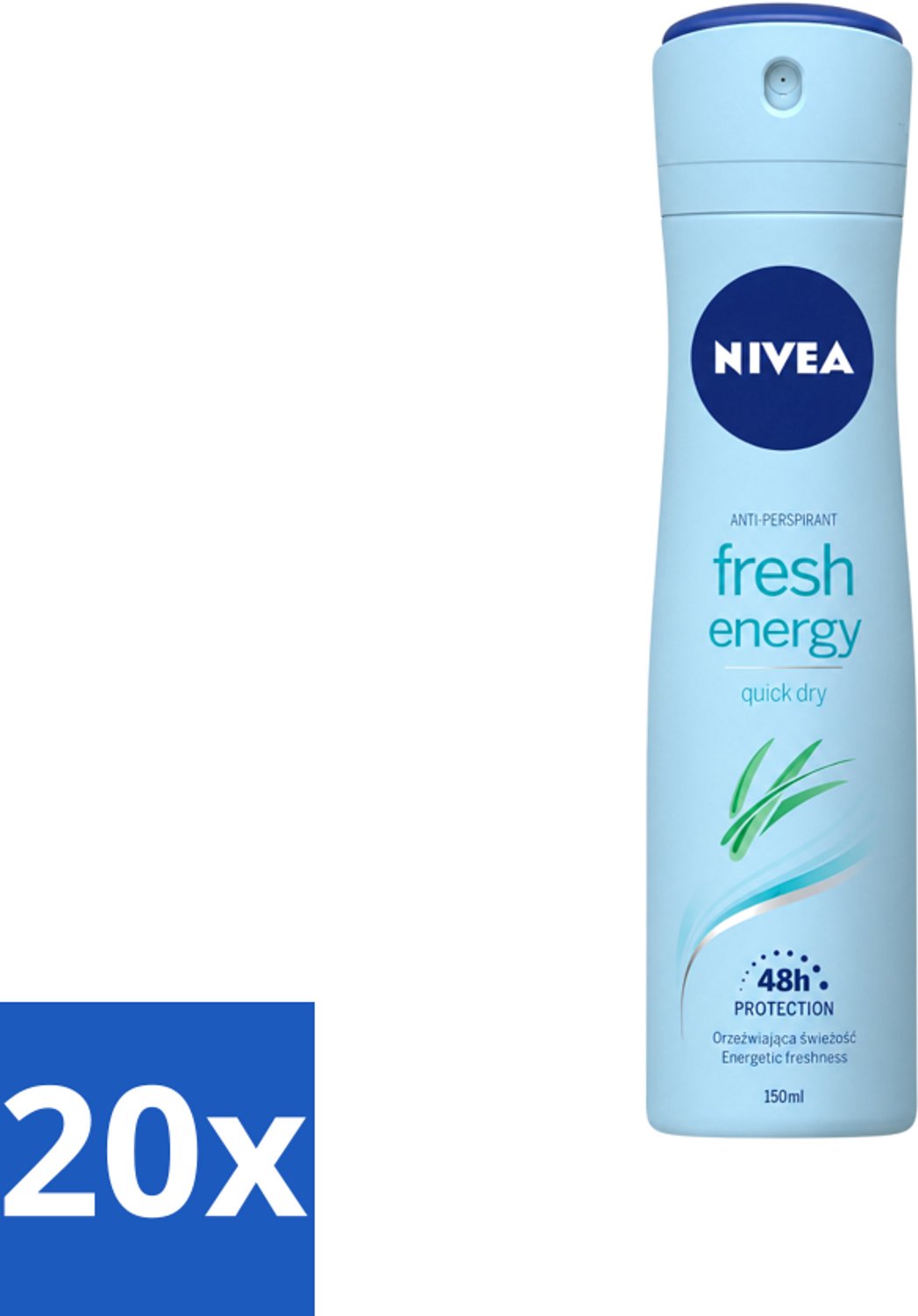 20 x Nivea - Deodorant - Spray - Fresh Energy - 48 Uur Lang Werkend - 150 ml - Voordeelverpakking - 20 stuks