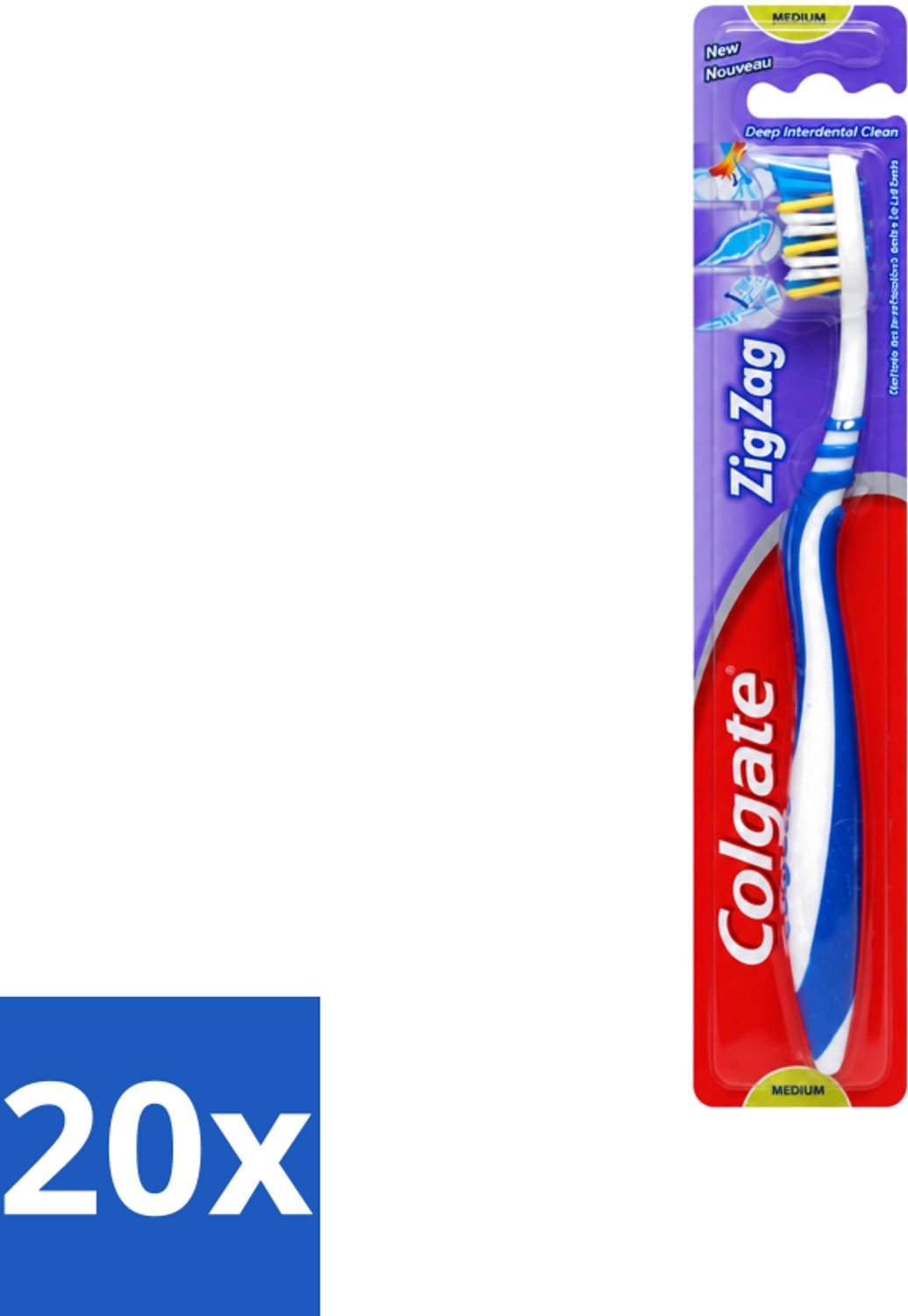 20 x Colgate - Tandenborstel - ZigZag Medium - 1 Tandenborstel - Voordeelverpakking - 20 stuks