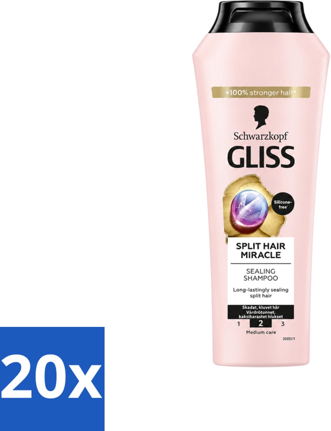 20 x Gliss-Kur - Shampoo - Split Hair Miracle - Herstelt Gespleten Haarpunten - 400 ml - Voordeelverpakking - 20 stuks