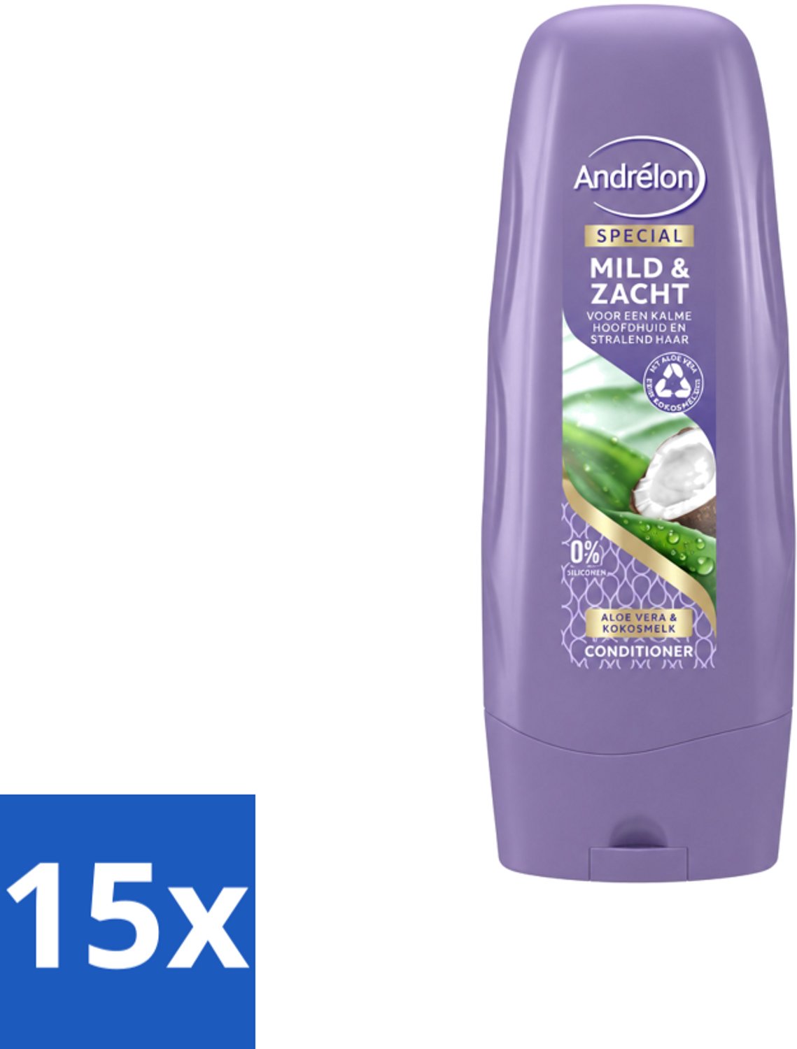 15 x Andrélon - Mild & Zacht - Conditioner - Voor Gevoelige Hoofdhuid - 300 ml - Voordeelverpakking - 15 stuks