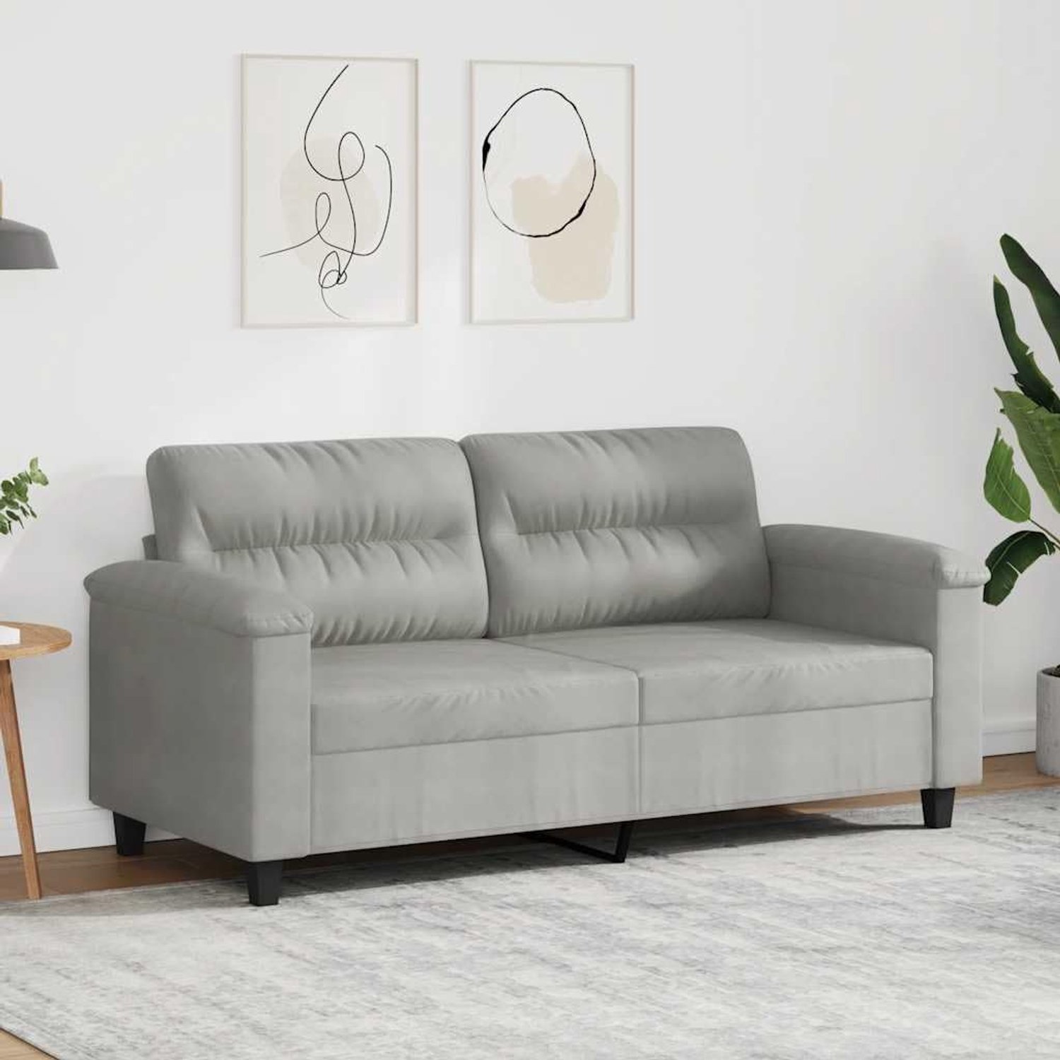 2-zitsbank, lichtgrijs, 140 cm, microvezelweefsel, duurzame bekleding met metalen frame voor stabiliteit, comfortabel zitmeubel met gevoerde oppervlakken voor de woonkamer, modern