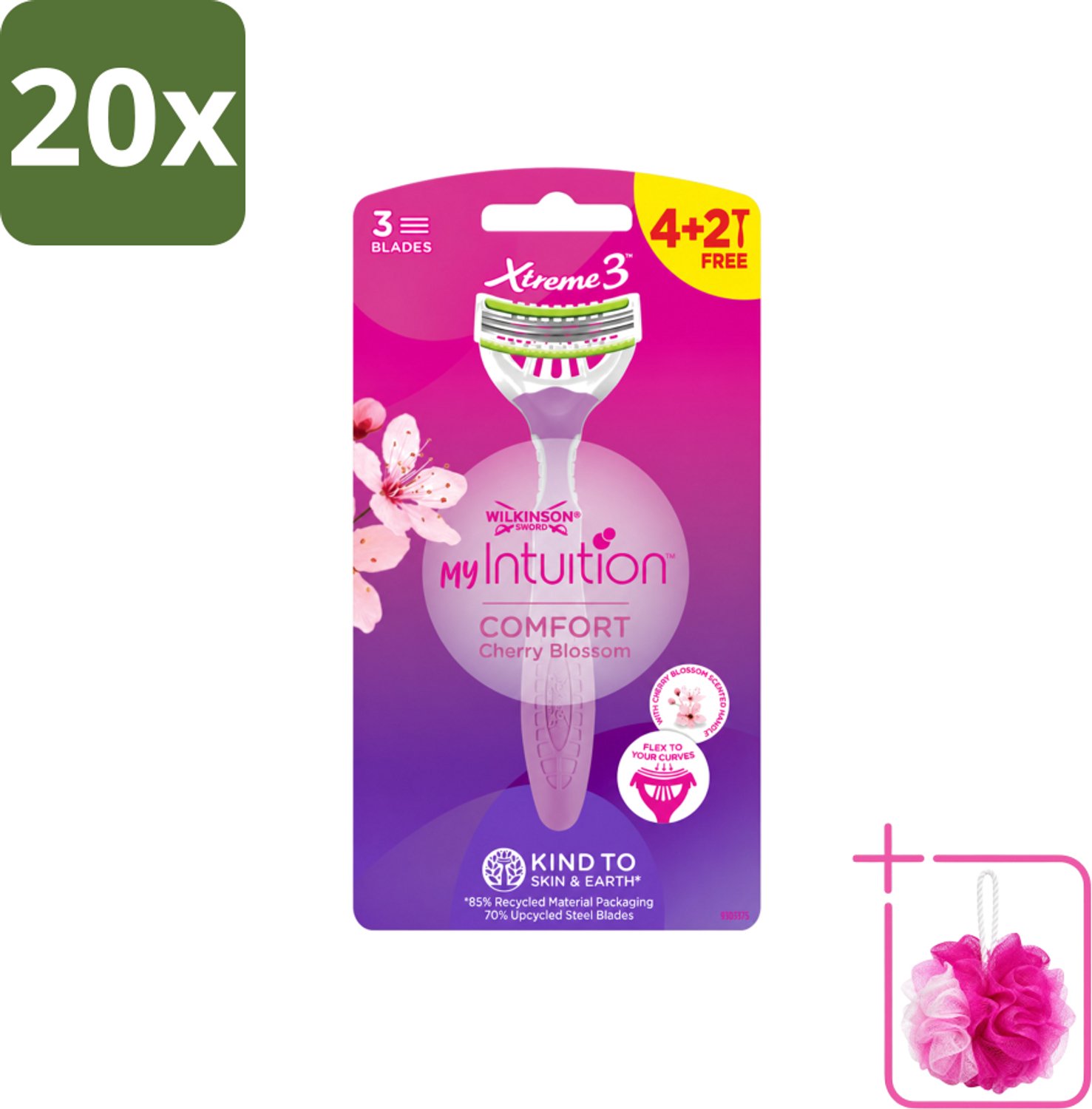 20 x Wilkinson - Wegwerpscheermesjes - Xtreme 3 My Intuition - Comfortabel - 6 mesjes - Bulkverpakking - Wegwerpscheermesjes - Douchemop - Vrouwelijke scheermesjes