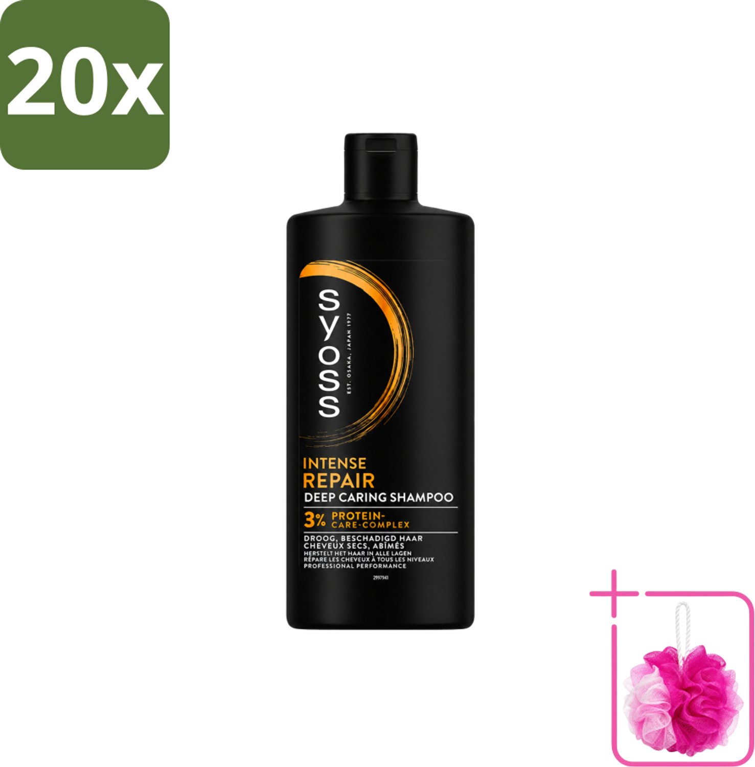 20 x SYOSS - Repair 440 ml - Shampoo - Herstellende Formule - 440ml - Bulkverpakking - Herstel haar - Douchemop - Beschadigd haar