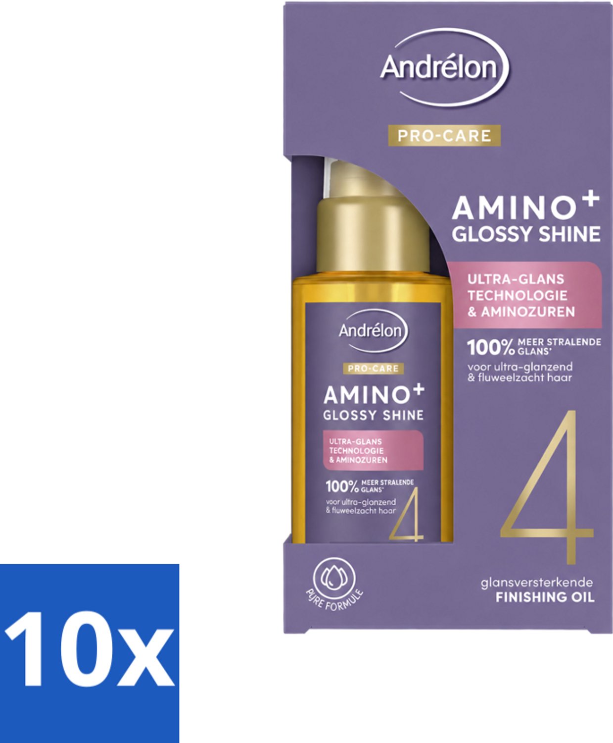 10 x Andrélon – Finishing Oil – Pro Care Amino+ Glossy Shine – 50 ml - Voordeelverpakking - 10 stuks