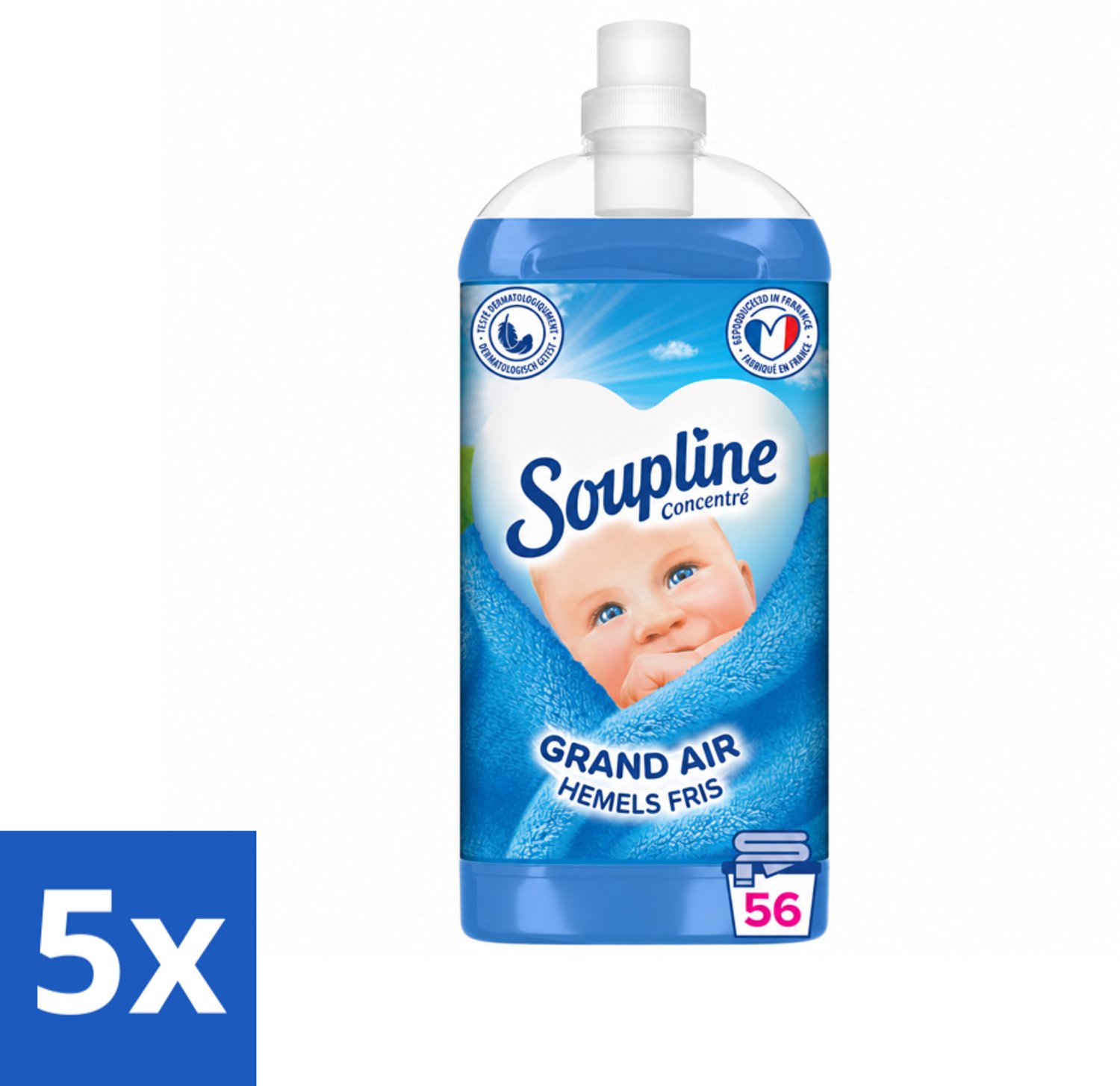 5 x Soupline - Wasverzachter - Hemels Fris - 1350 ml - Voordeelverpakking - 5 stuks