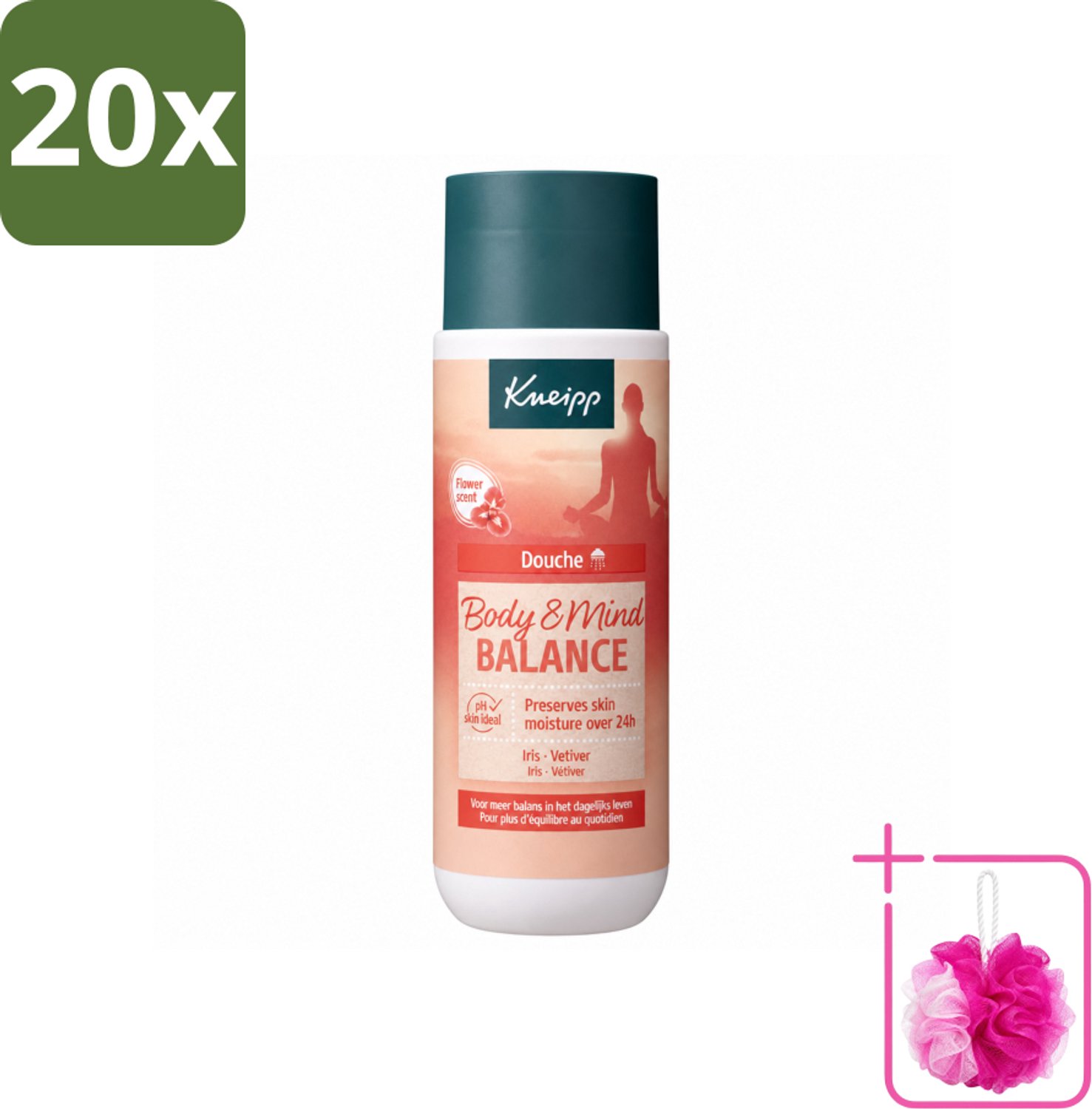 20 x Kneipp - Douchegel - Body & Mind Balance - 200 ml - Bulkverpakking - Douchegel - Douchemop - Balans