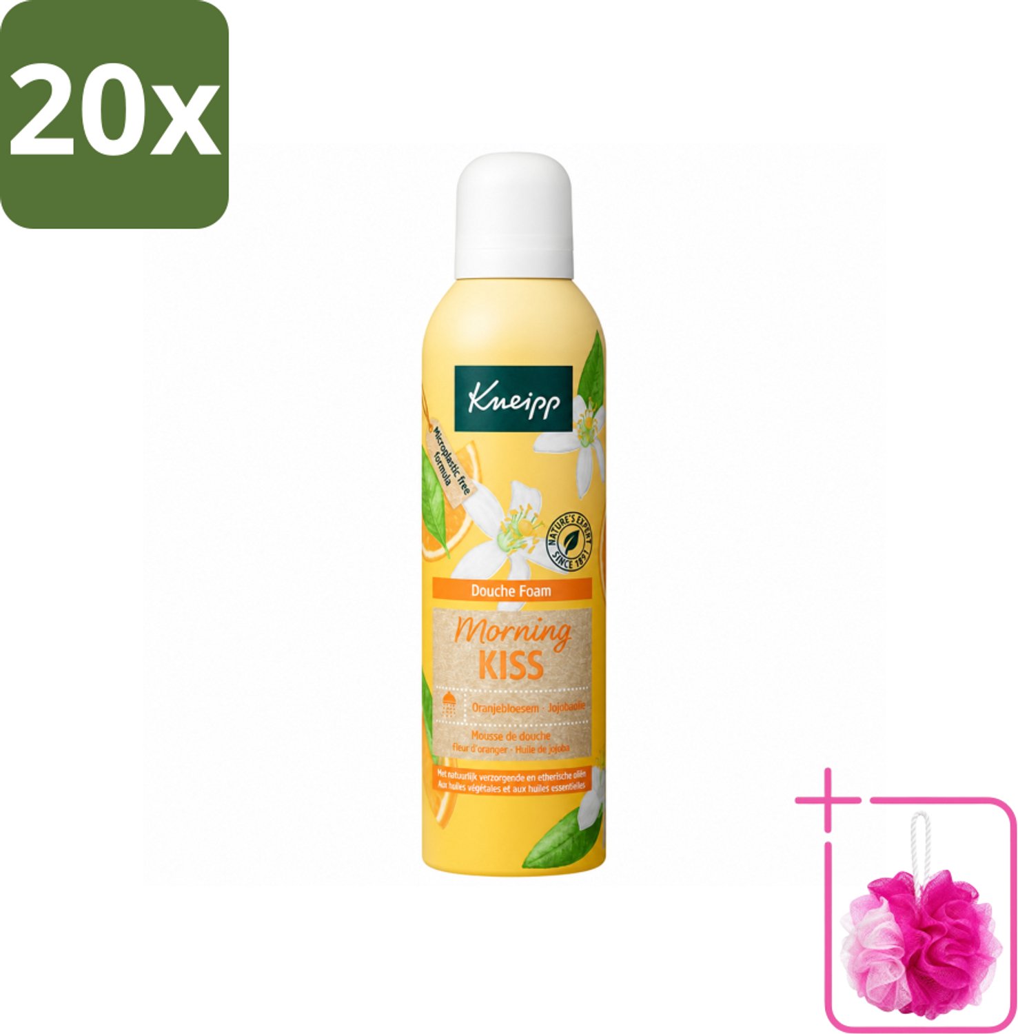 20 x Kneipp - Douche schuim - Morning Kiss - Oranjebloesem - 200 ml - Bulkverpakking - Douche foam - Douchemop - Ochtendritueel
