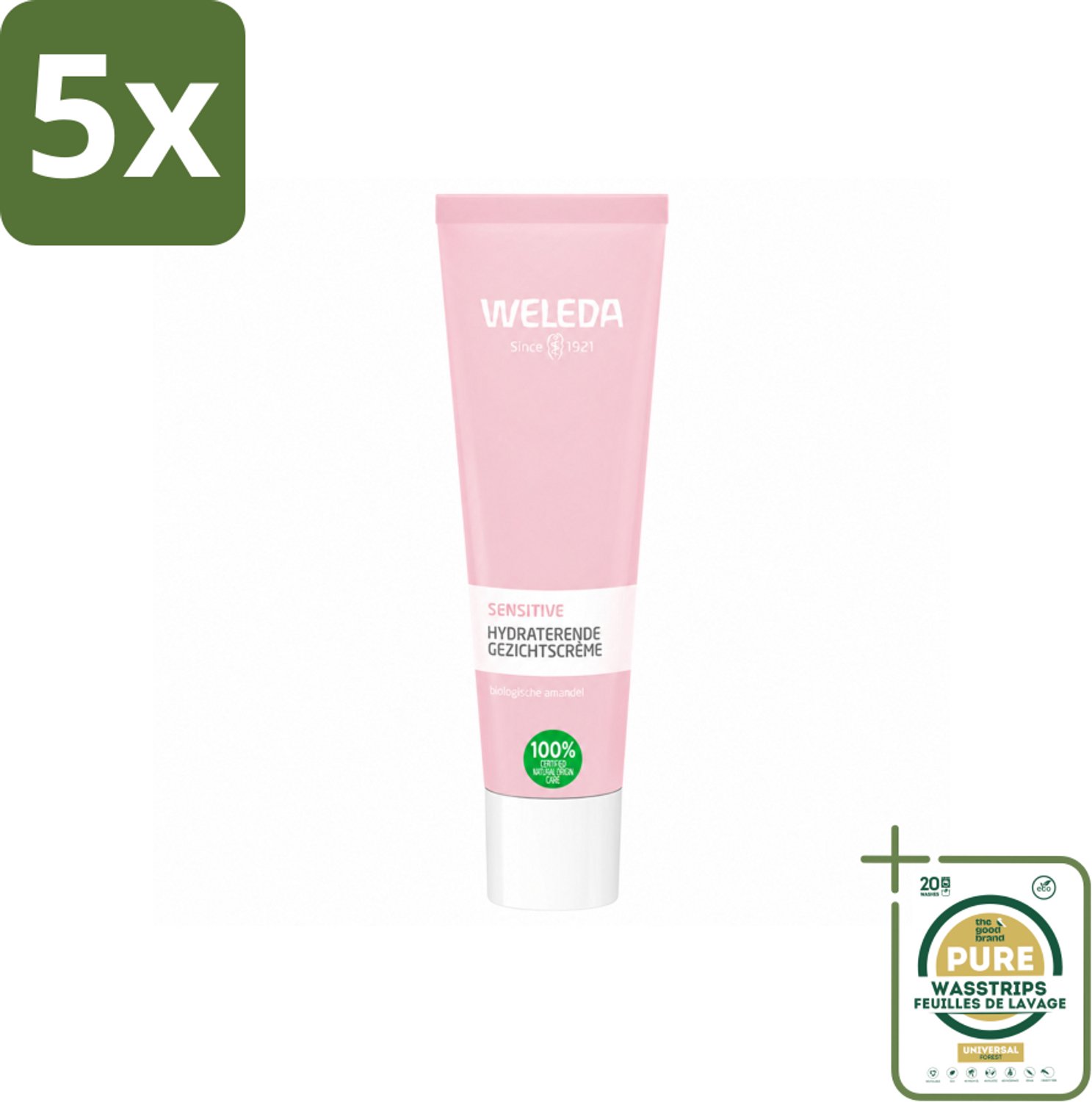 5 x WELEDA - Gezichtscrème Sensitive Hydraterend - Voor gevoelige huid - 30 ml - Wasstrips - Gevoelige Huid - Hydraterende Crème - Amandelolie - Roodheid Verminderen - Dagcrème