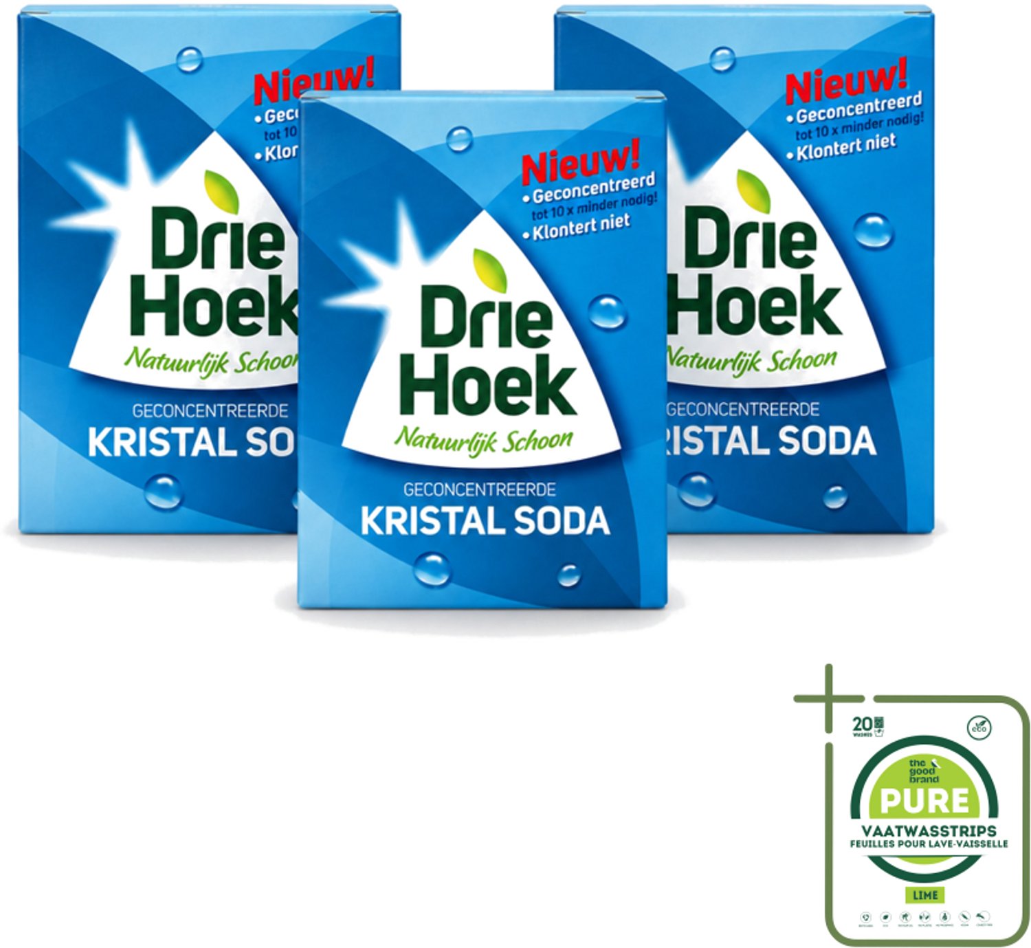 3 x Driehoek – Kristal Soda – 600 gr - Grootverpakking - Vaatwasstrips - Schoonmaakmiddel - Kristal Soda - Vuil Verwijderen - Geuren Verwijderen - Afvoer Reinigen
