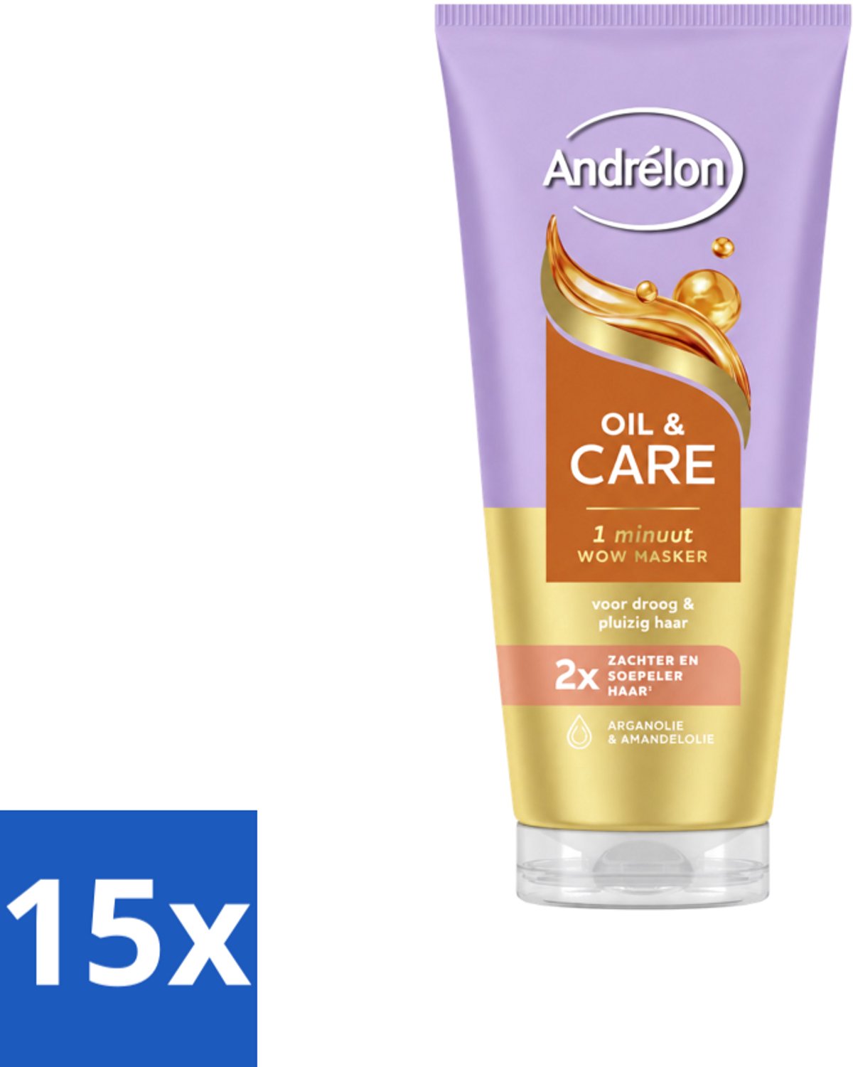 15 x Andrélon – Haarmasker WOW – Oil & Care – 180 ml - Voordeelverpakking - 15 stuks