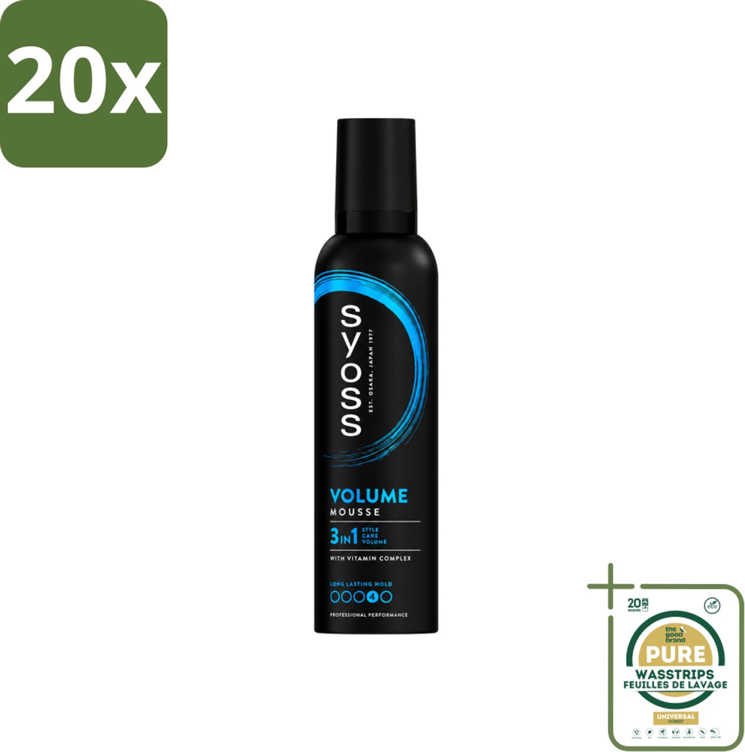 20 x Syoss - Volume - Haarmousse - Langdurige Volume - 250 ml - Wasstrips - Haarmousse Volume - Haarmousse Salonkwaliteit - Haarmousse Voor Fijn Haar - Haarmousse Voor Lift - Haarmousse Voor Body