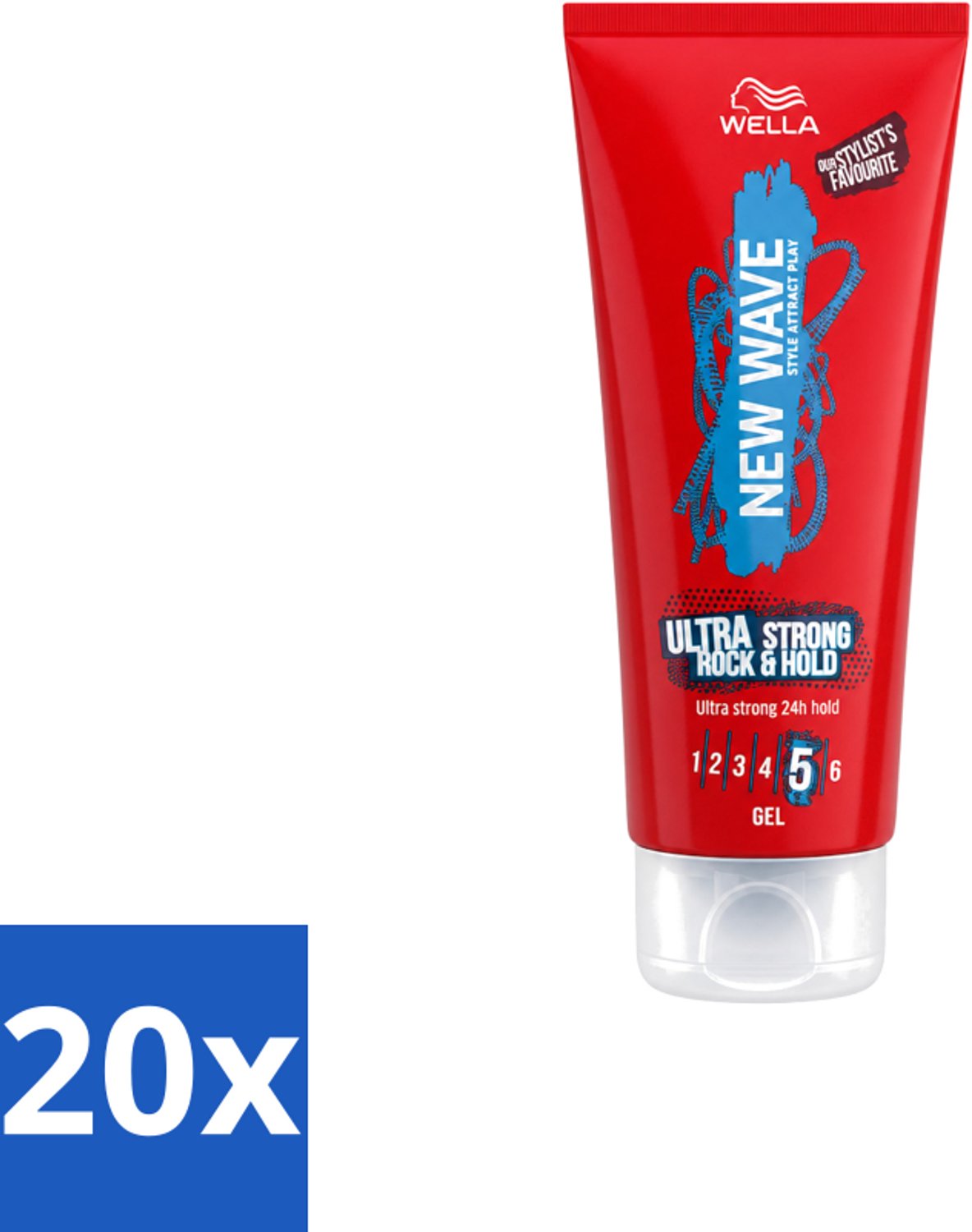 20 x Wella – New Wave Rock’n Hold Ultra Strong – Haargel – 200 ml - Voordeelverpakking - 20 stuks