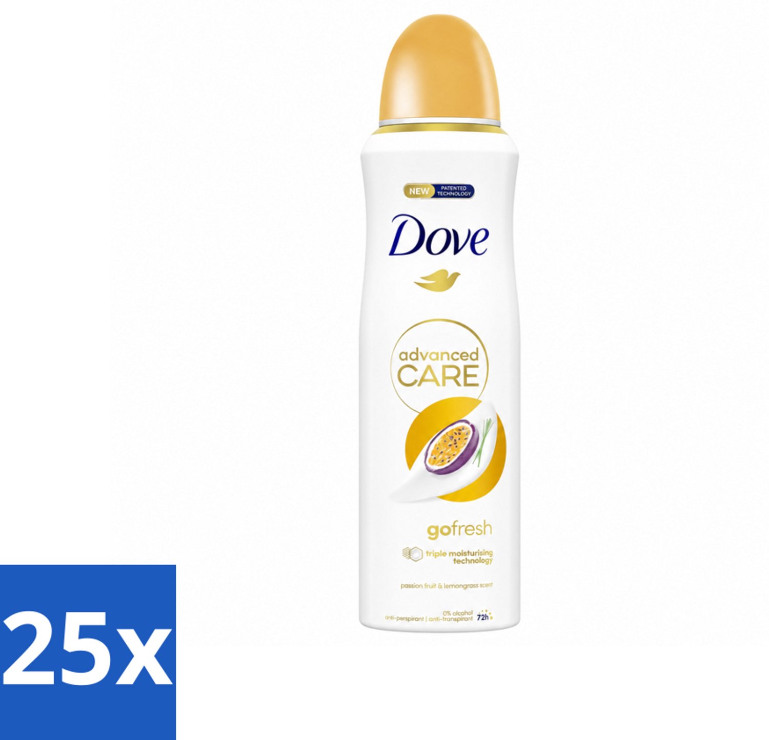 25 x Dove – Deodorant Spray – Go Fresh Passievrucht – 200 ml - Voordeelverpakking - 25 stuks