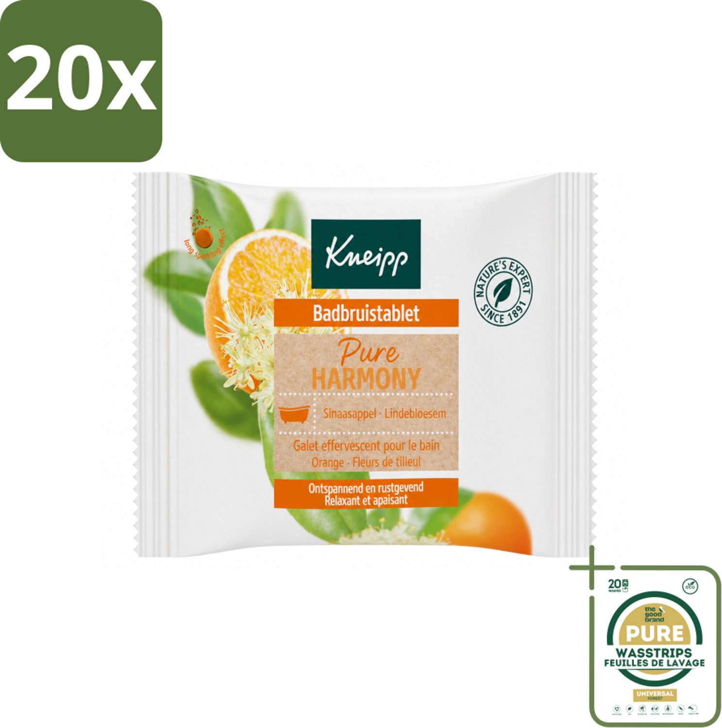 20 x Kneipp - Badbruistablet - Oranje lindebloesem - Wasstrips - Badbruistablet - Ontspanning - Harmonie - Balans - Natuurlijke Badproducten