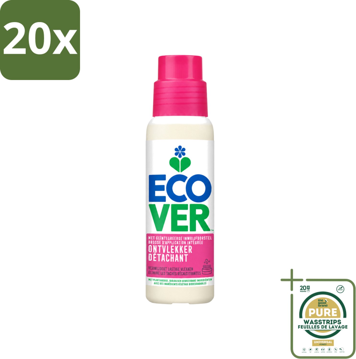 20 x Ecover - Ontvlekkingsmiddel - 200 ml - Wasstrips - Vlekken Verwijderen - Natuurlijke Reiniging - Ontvlekkingsmiddel - Kleding Reinigen - Vlekken Op Kleding