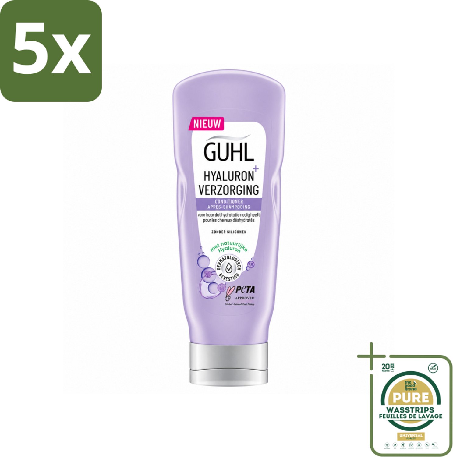 5 x Guhl - Conditioner - Hyaluron+ Verzorging - 200 ml - Wasstrips - Haarverzorging - Hyaluron - Vochtigheid - Droog Haar - Gezond Haar