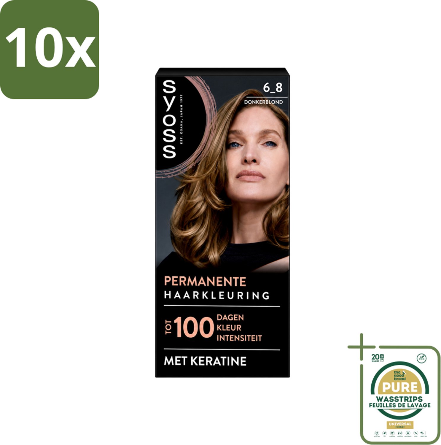 10 x SYOSS - Permanent Coloration 6-8 - Haarverf - Permanente Haarkleuring - Donkerblond - Grijsdekking - Wasstrips - Haarkleuring - Permanent Haarkleuring - Donkerblond - Grijsdekking - Haarverf