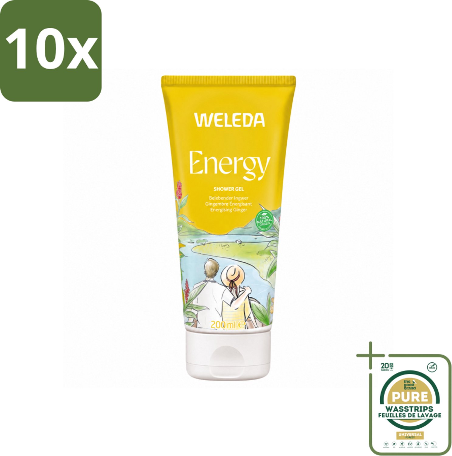 10 x WELEDA - Douchegel Aroma Shower Energy - 200 ml - Wasstrips - Douchegel Energie - Energieboost - Natuurlijke Douchegel - Aromatherapie - Energie Voor De Dag