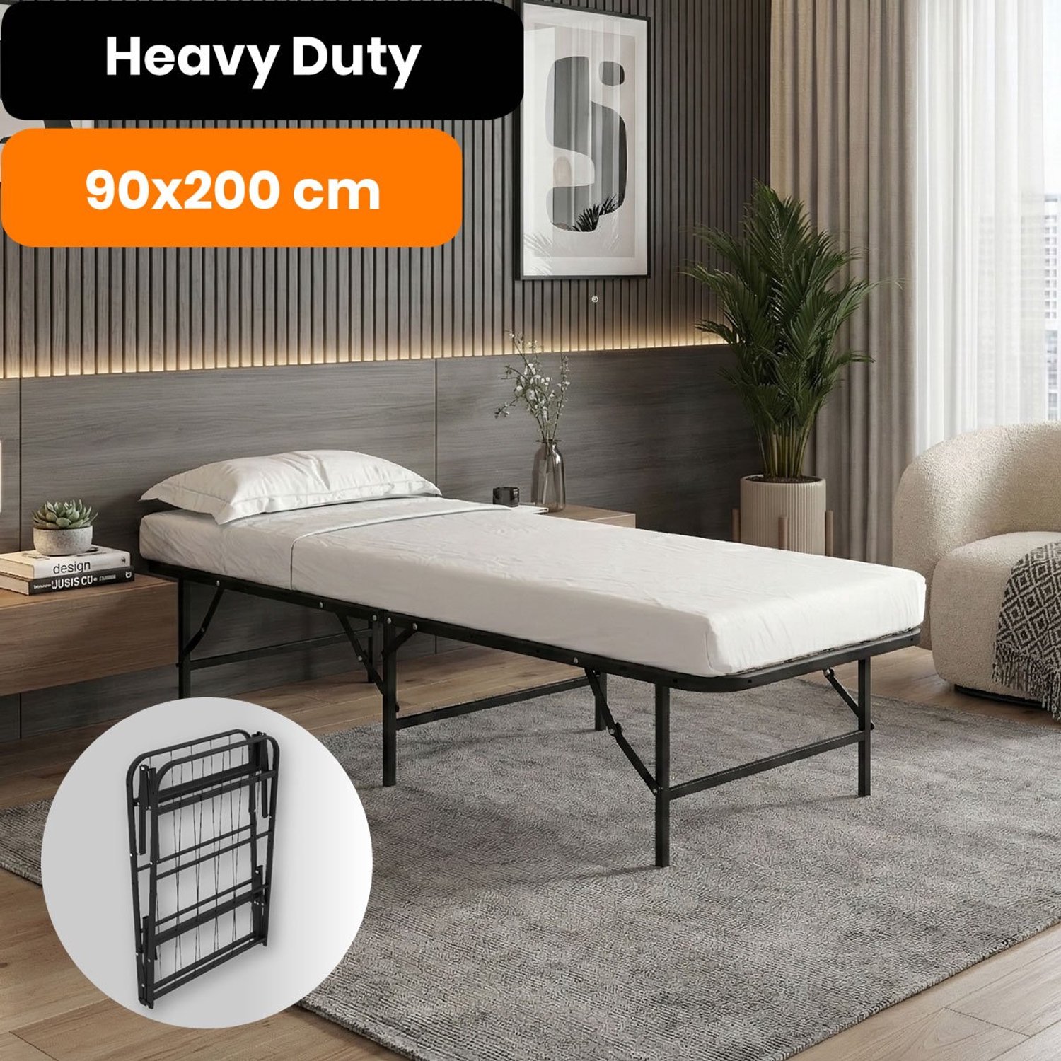AirSleeperz opvouwbaar Bedframe Joost Basic V2 - Zwart - 90x200 cm - 1 persoons vouwbed Zwart - Basic