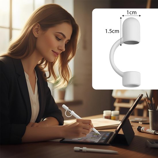 5 tips voor Apple Pencil + 1 reserve pendop + 1 adapter + 1 magnetische pendop anti-verlies-touw, hoge gevoeligheid, voor Apple Pencil 1A en 2A Generation — afbeelding 3