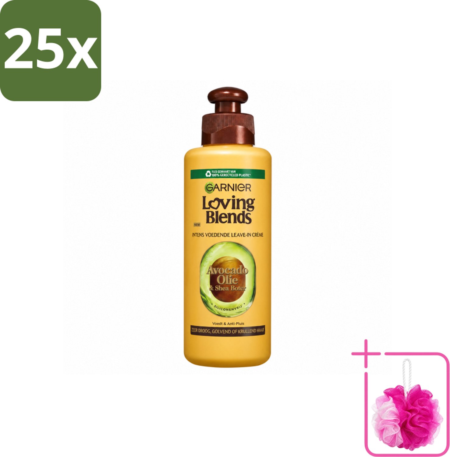 25 x Garnier - Loving Blends - Leave-In Crème - Avocado Olie & Shea Boter - Zeer Droog & Pluizig Haar - 200 ml - Bulkverpakking - Avocado Olie - Douchemop - Karité Boter