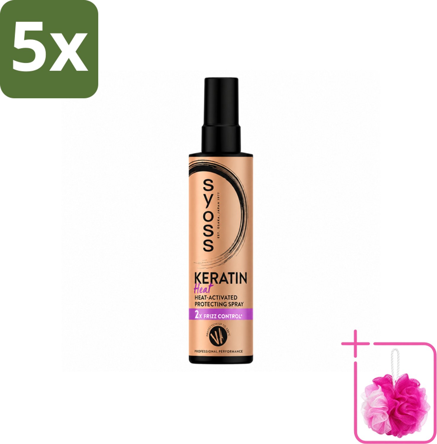 5 x Syoss - Keratin - Heatprotection Spray - Tot 220°C Bescherming - 200 ml - Bulkverpakking - Hittebescherming haar - Douchemop - Keratine spray