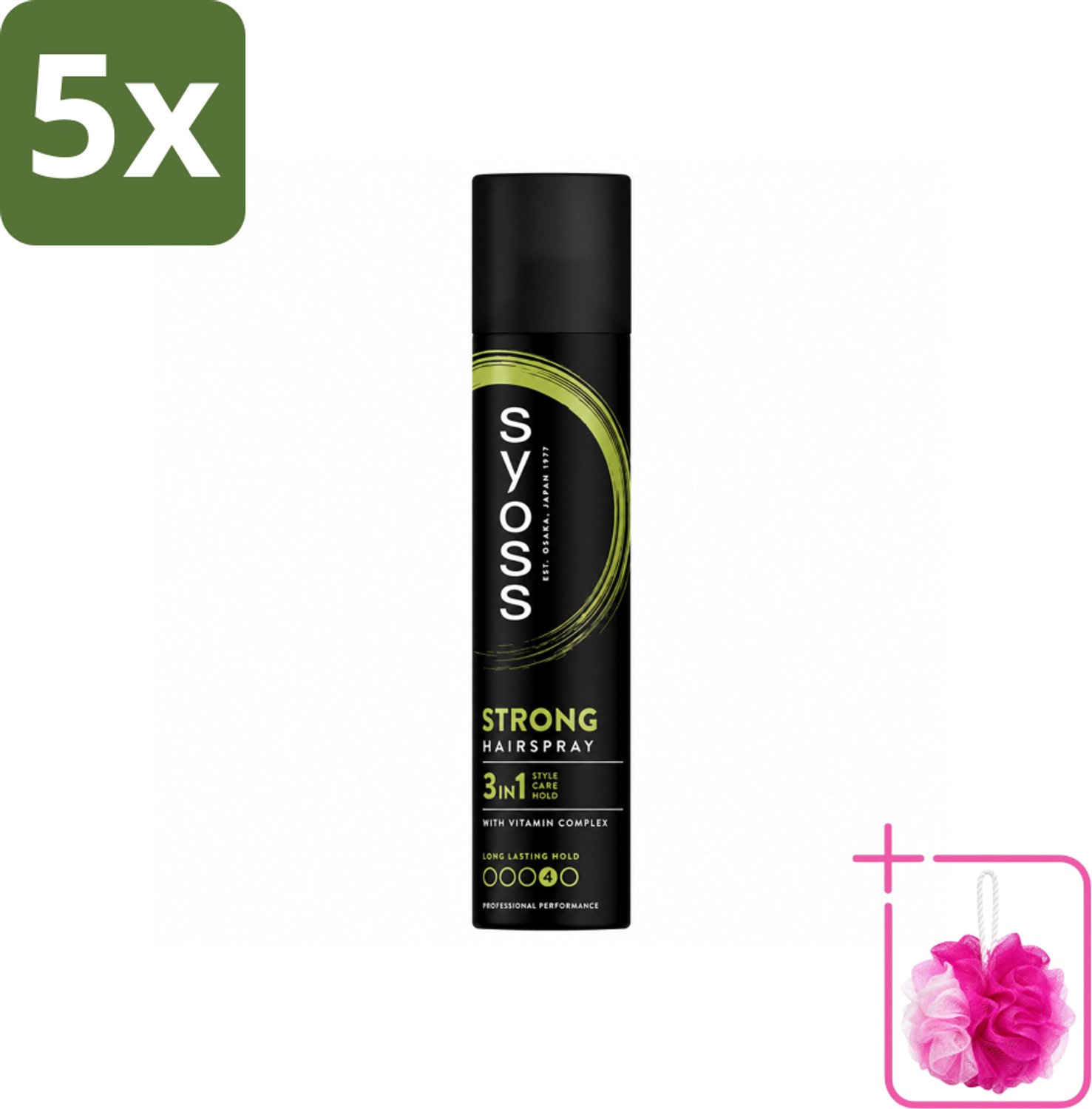 5 x Syoss - Strong Hold - Haarspray - Sterke Fixatie - 300 ml - Bulkverpakking - Haarspray - Douchemop - Sterk houden