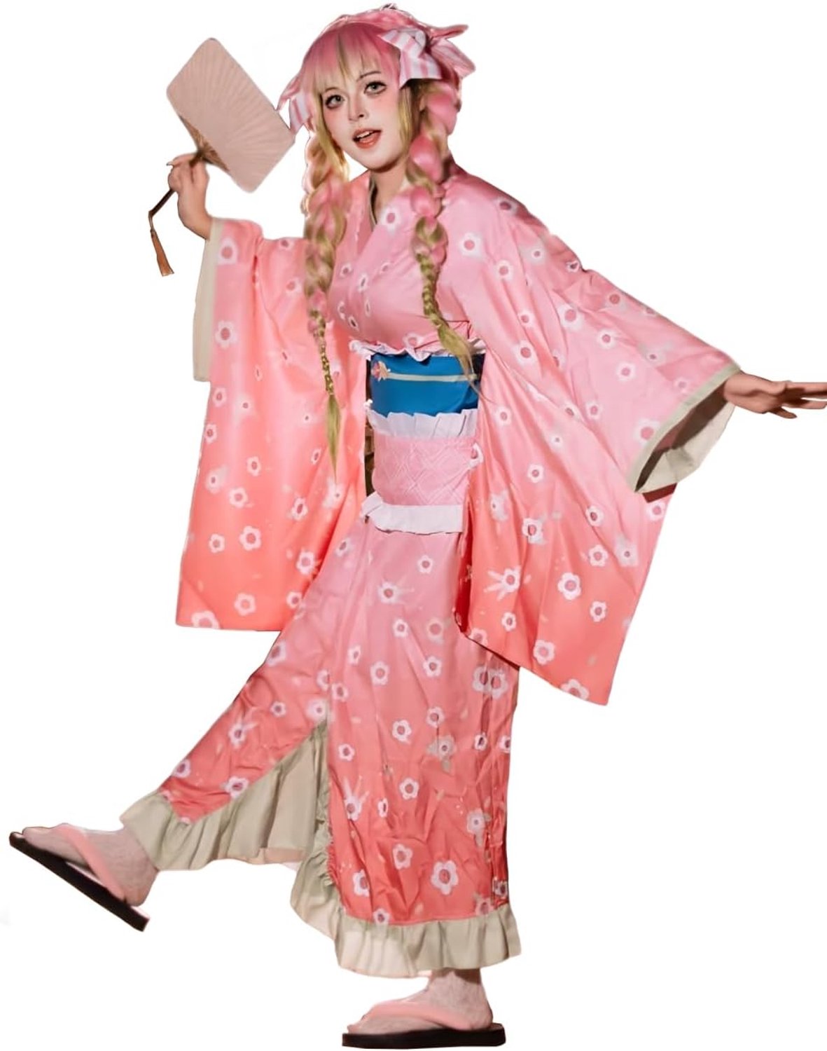 Mitsuri Cosplay Kostuum Kimono Outfit Roze Anime Dames Uniform Halloween Carnavalskostuum