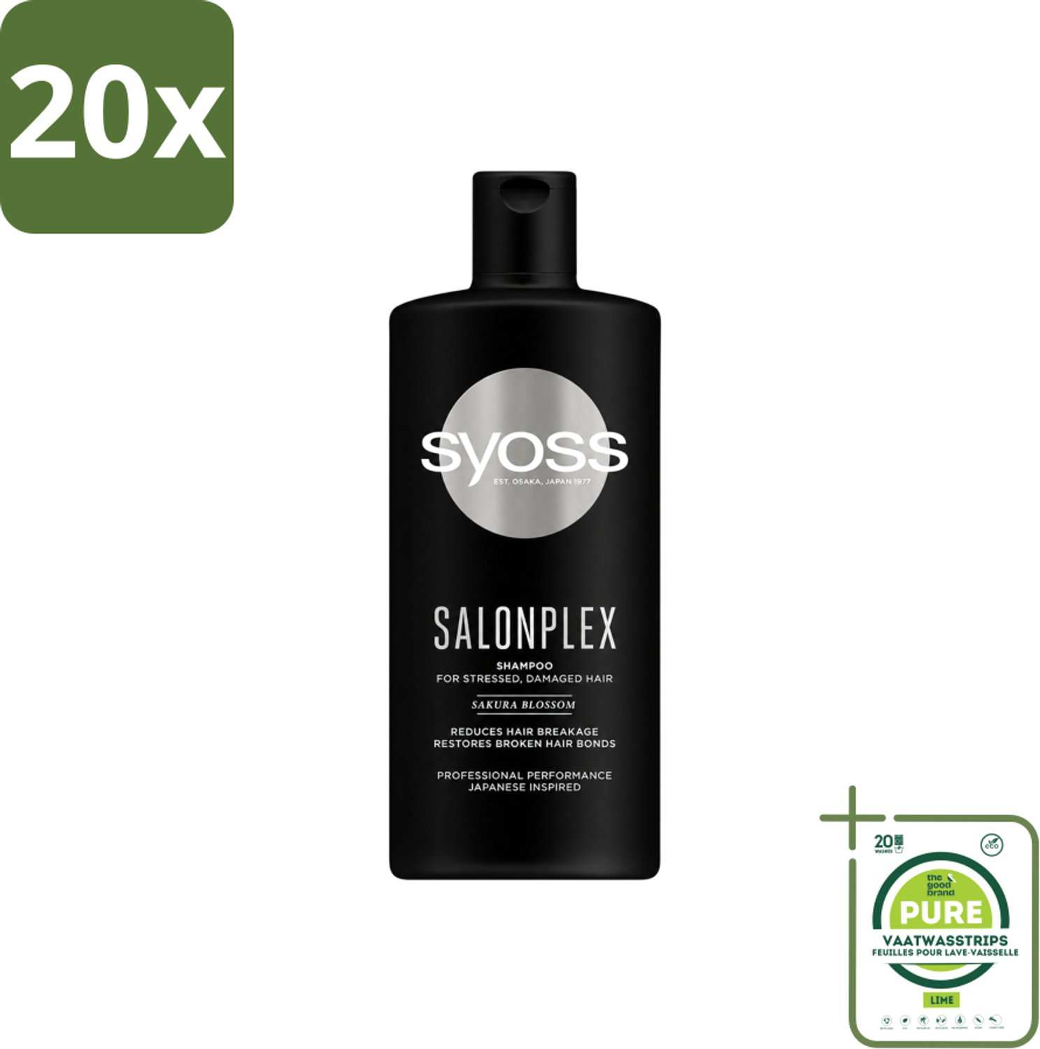20 x Syoss Salonplex Shampoo - Shampoo - Bescherming - 440 ml - Grootverpakking - Vaatwasstrips - Shampoo Haar Bescherming - Salonplex Shampoo - Haar Herstel - Gekleurd Haar Bescherming - Haarkleur Behoud