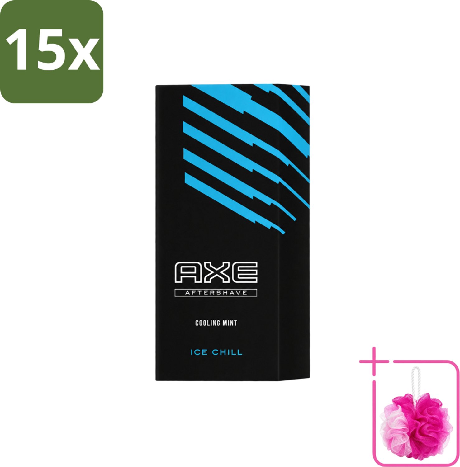 15 x Axe – Aftershave – Ice Chill – Cooling Mint – 100 ml - Bulkverpakking - Aftershave - Douchemop - Verkoeling