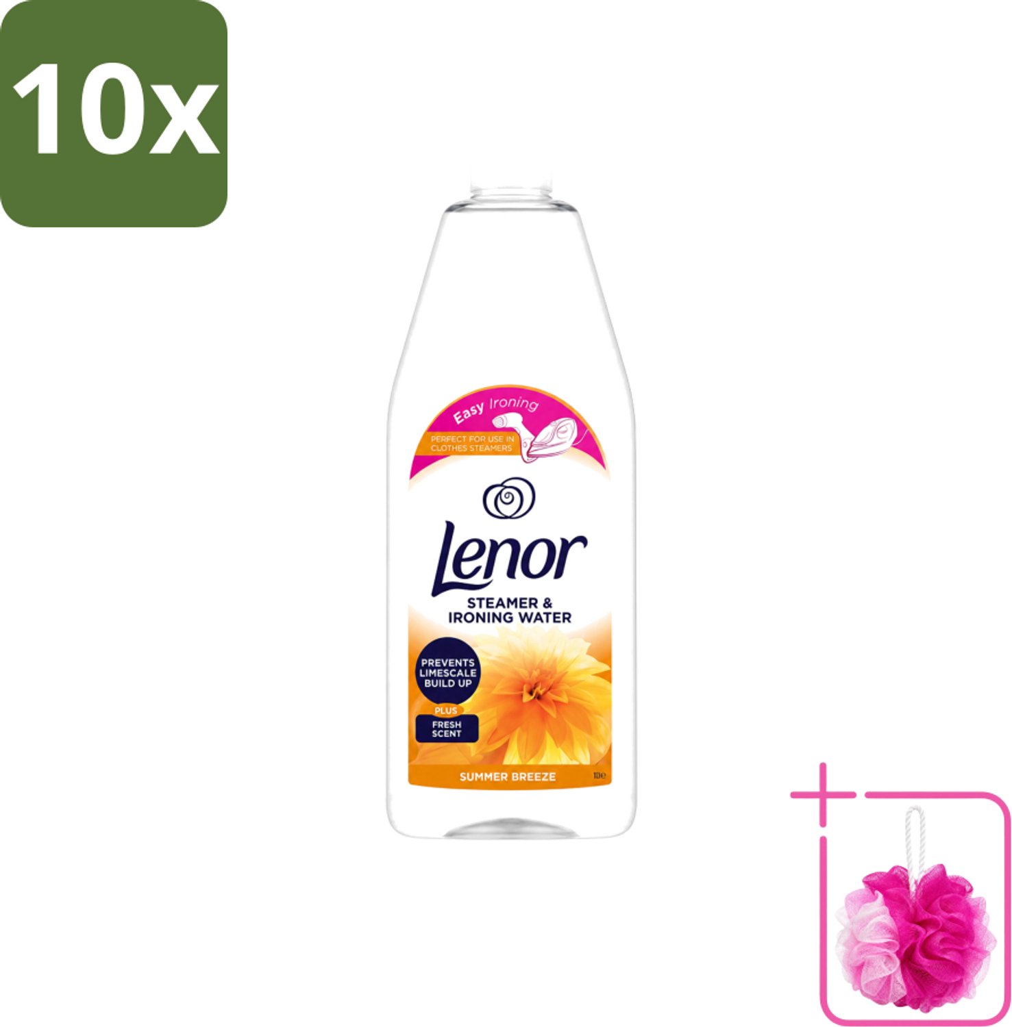 10 x Lenor - Strijkwater - Summer Breeze - Textielverfrisser - 1000 ml - Bulkverpakking - Strijkwater - Douchemop - Zomerse geur