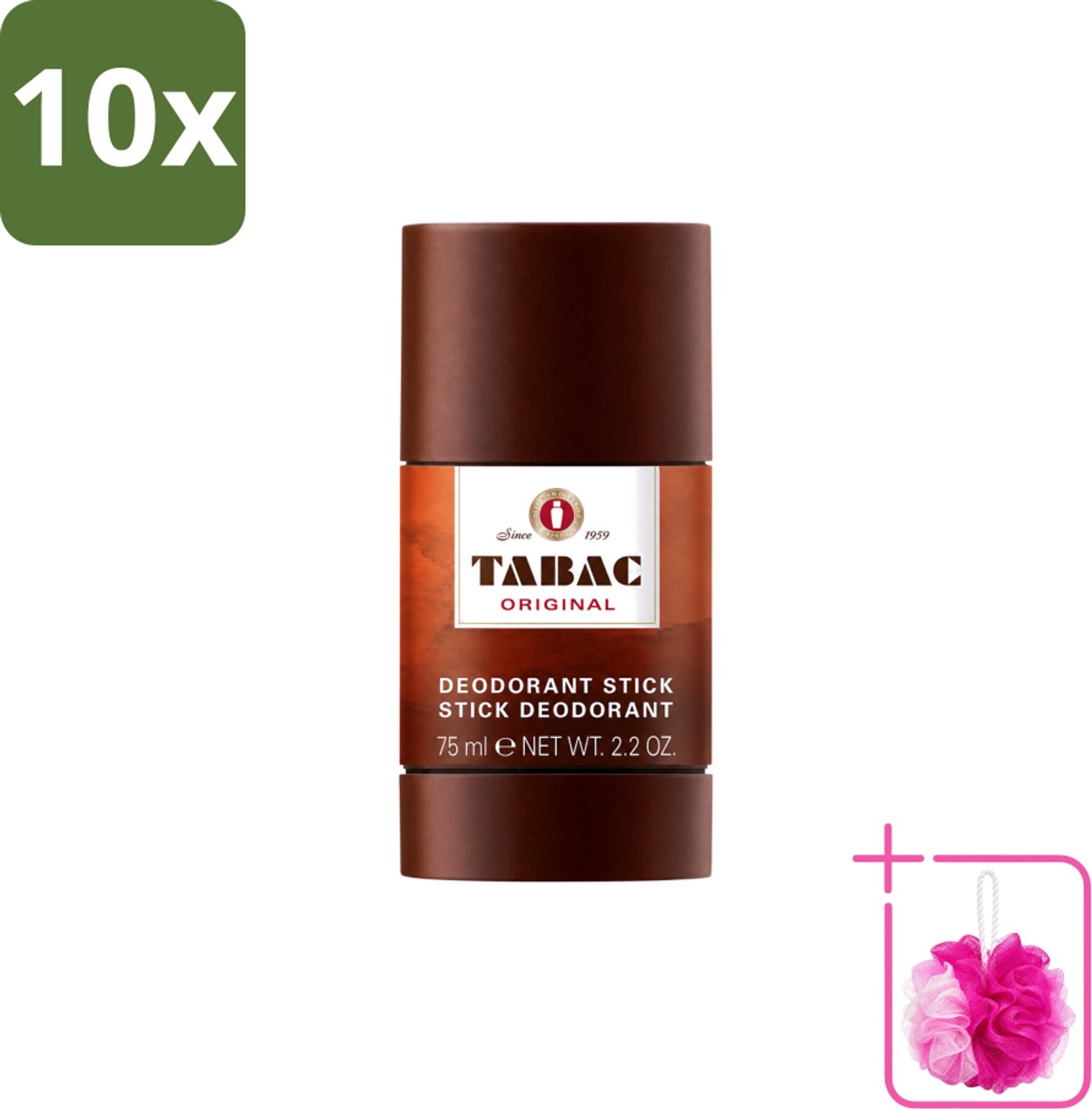 10 x Tabac Original - Deodorant Stick - Langdurige frisheid - 75 ml - Bulkverpakking - Deodorant Stok - Douchemop - Zweetvervoeging