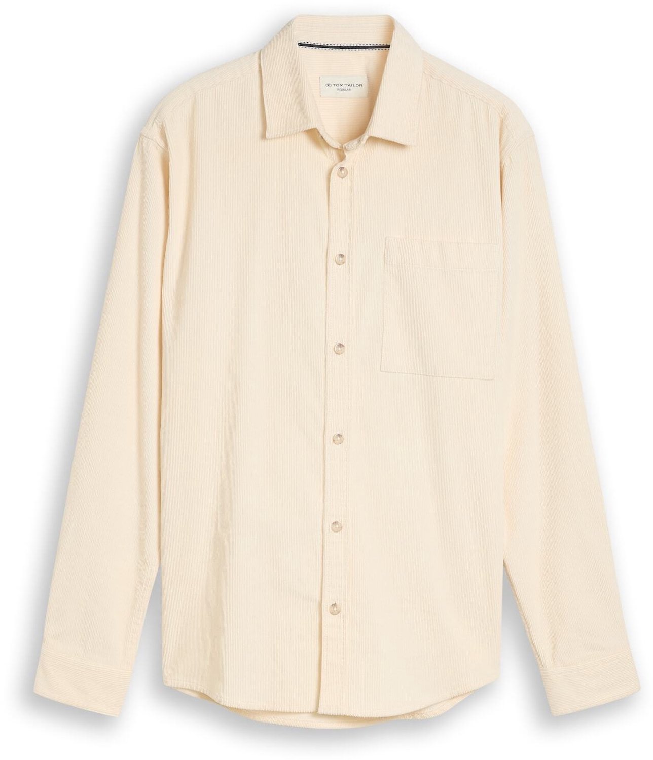 Tom Tailor - Regular fit corduroy overhemd met borstzak - Maat XXXL - Gardenia White