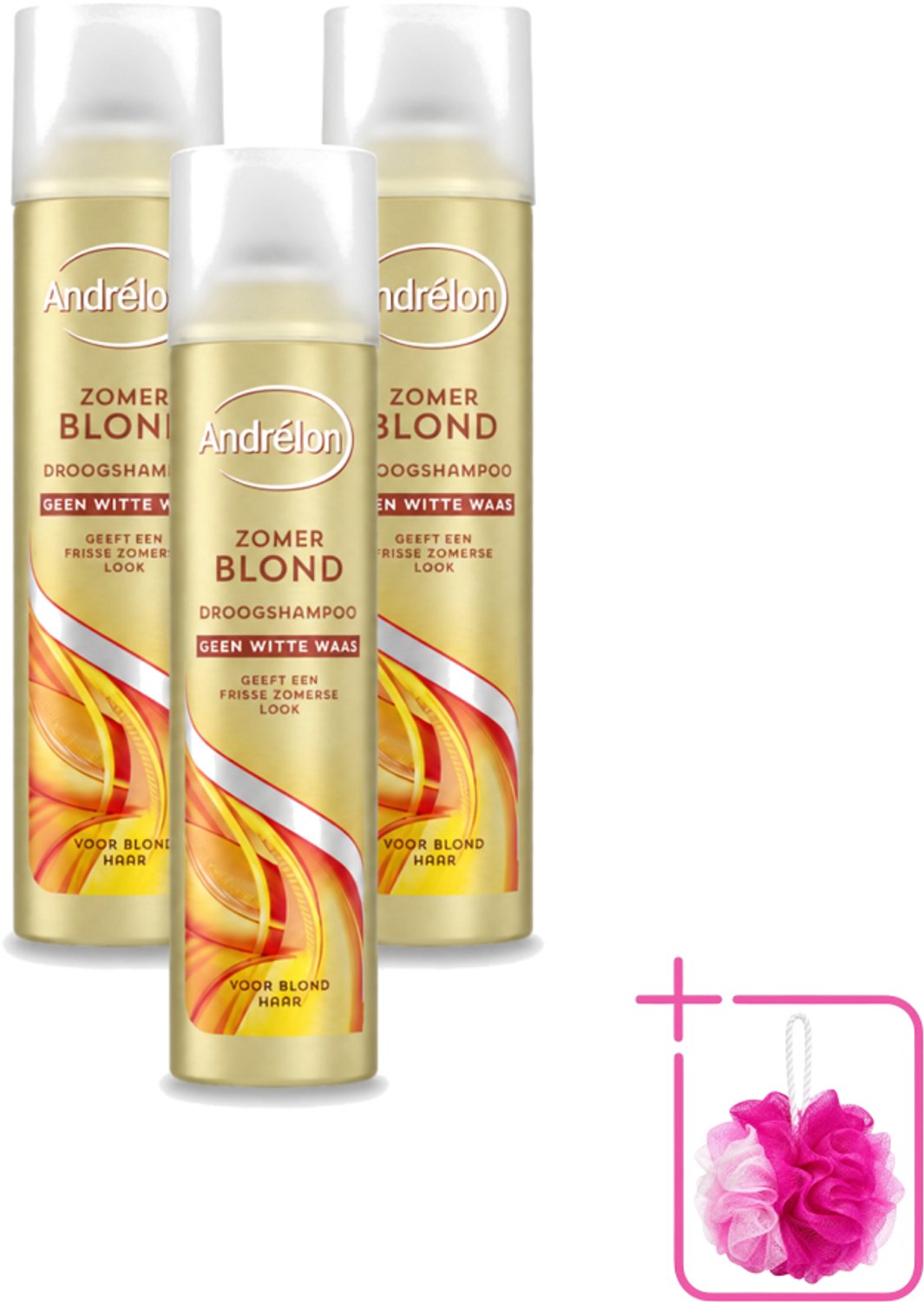 3 x Andrélon - Zomerblond - Droogshampoo - Voor Blond Haar - 245 ml - Bulkverpakking - Zomerblond - Douchemop - Droogshampoo