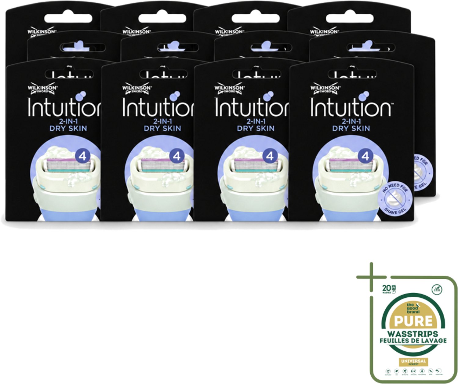 12 x Wilkinson – Scheermesjes – Intuition Dry Skin Coconut Milk & Almond Oil – 3 Scheermesjes - Wasstrips - Scheermesjes - Droge Huid - Kokosmelk - Amandelolie - Huidverzorging