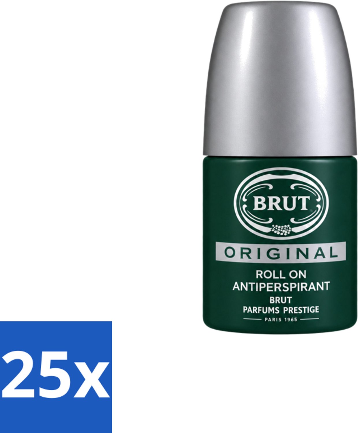 25 x Brut – Deodorant Roll-On – Original – Glas – 50 ml - Voordeelverpakking - 25 stuks