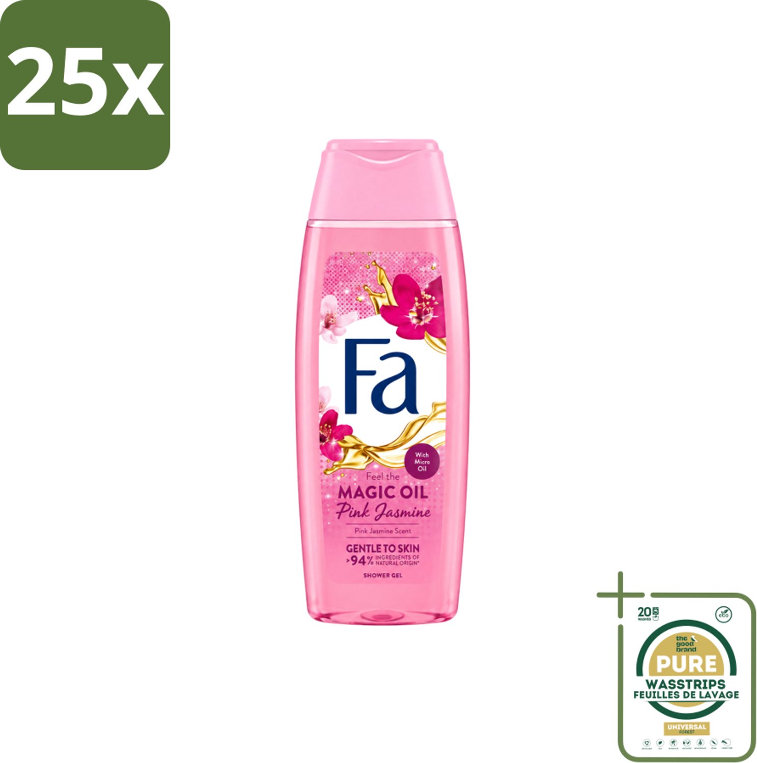 25 x Fa – Douchegel – Magic Oil Pink Jasmine – 250 ml - Wasstrips - Douchegel - Roze Jasmijn - Magic Oil - Luxe Douchegel - Bloemige Geur