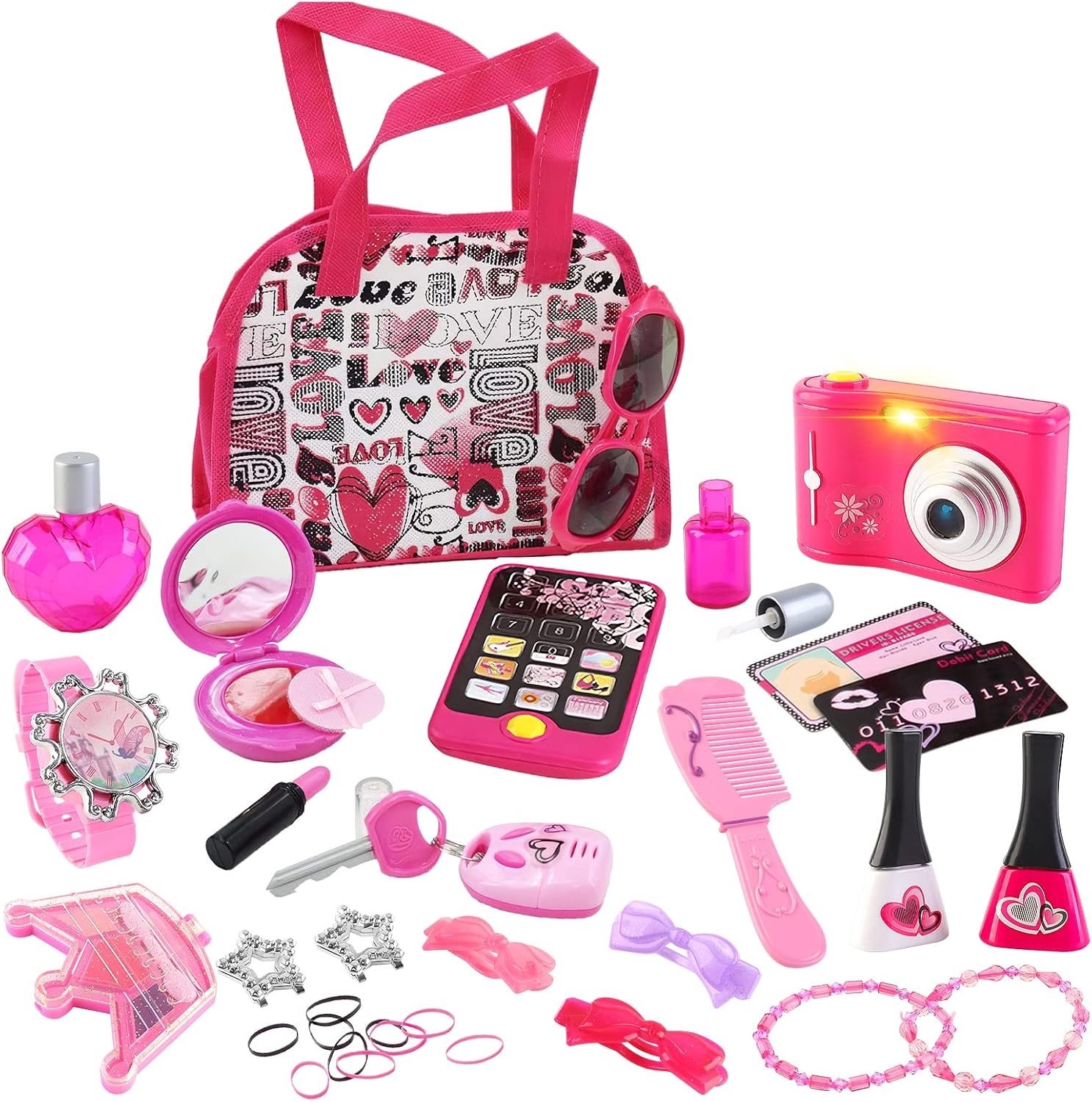 Complete Make-up Set voor Meisjes, 33-delige Make-up Kit voor Kinderen met Speelgoed en Accessoires