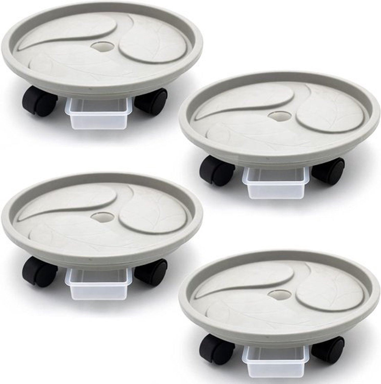 Plantentrolley met wielen - Bloempotverplaatser - Planten verplaatsen - Met wateropvangbak - 13 Inch diameter - Wit