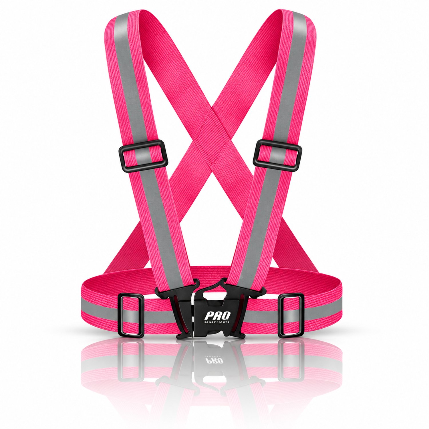 Hardloopvest Reflecterend Veiligheidsvest Fietsen One Size Verstelbaar Fluo Roze Wandelen