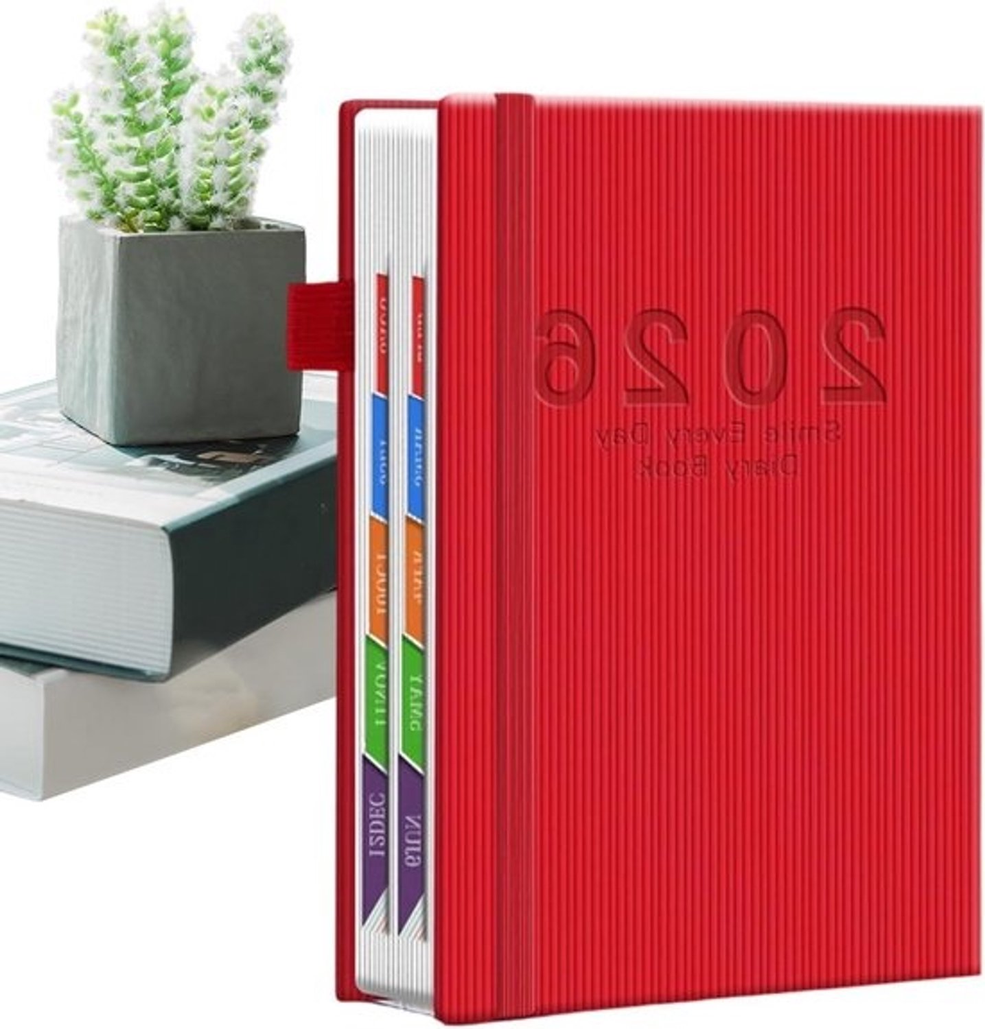 Agenda Notebook A5 - Jaarplanner voor Taken - Plannen en Organiseren - Met Tabbladen - A5 Formaat - Rood