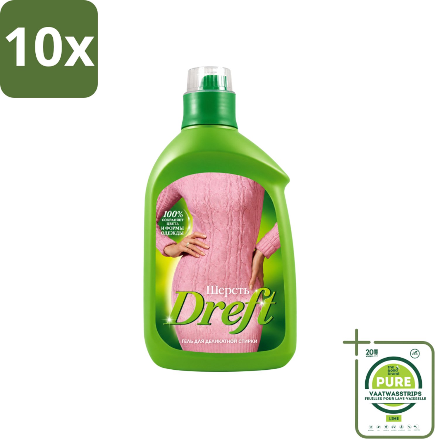 10 x Dreft - Vloeibaar Wasmiddel - Witte en Gekleurde Was - Voor Wol - 800 ml - Grootverpakking - Vaatwasstrips - Wasmiddel Voor Wol - Zachte Was - Was Voor Gevoelige Stoffen - Wasmiddel Voor Witte En Gekleurde Kleding - Wasmiddel Voor Wol En Zijde