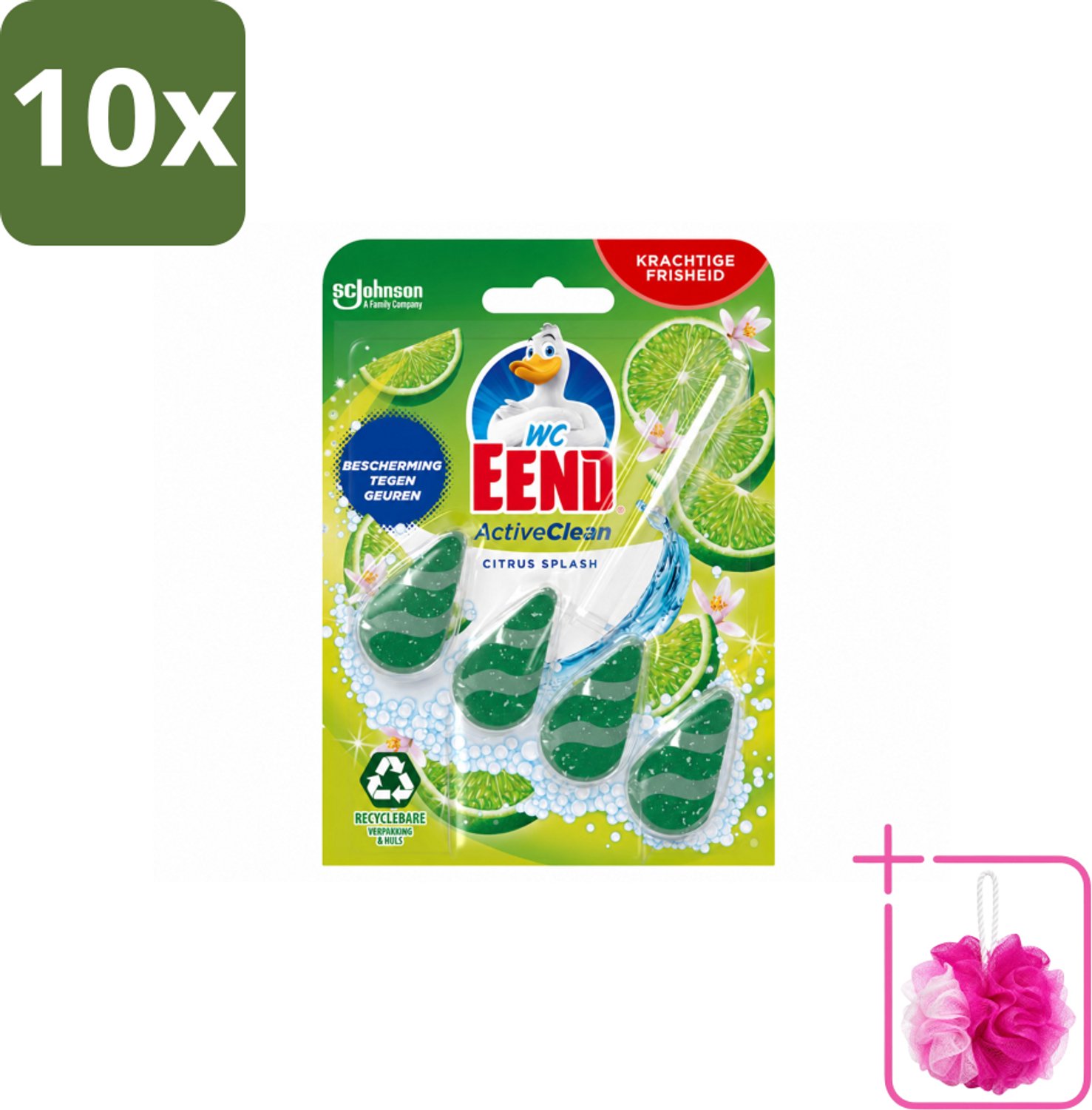 10 x WC Eend – Toiletblok – Active Clean – Citrus – 38 g - Bulkverpakking - Toiletblok - Douchemop - Toilet reinigen