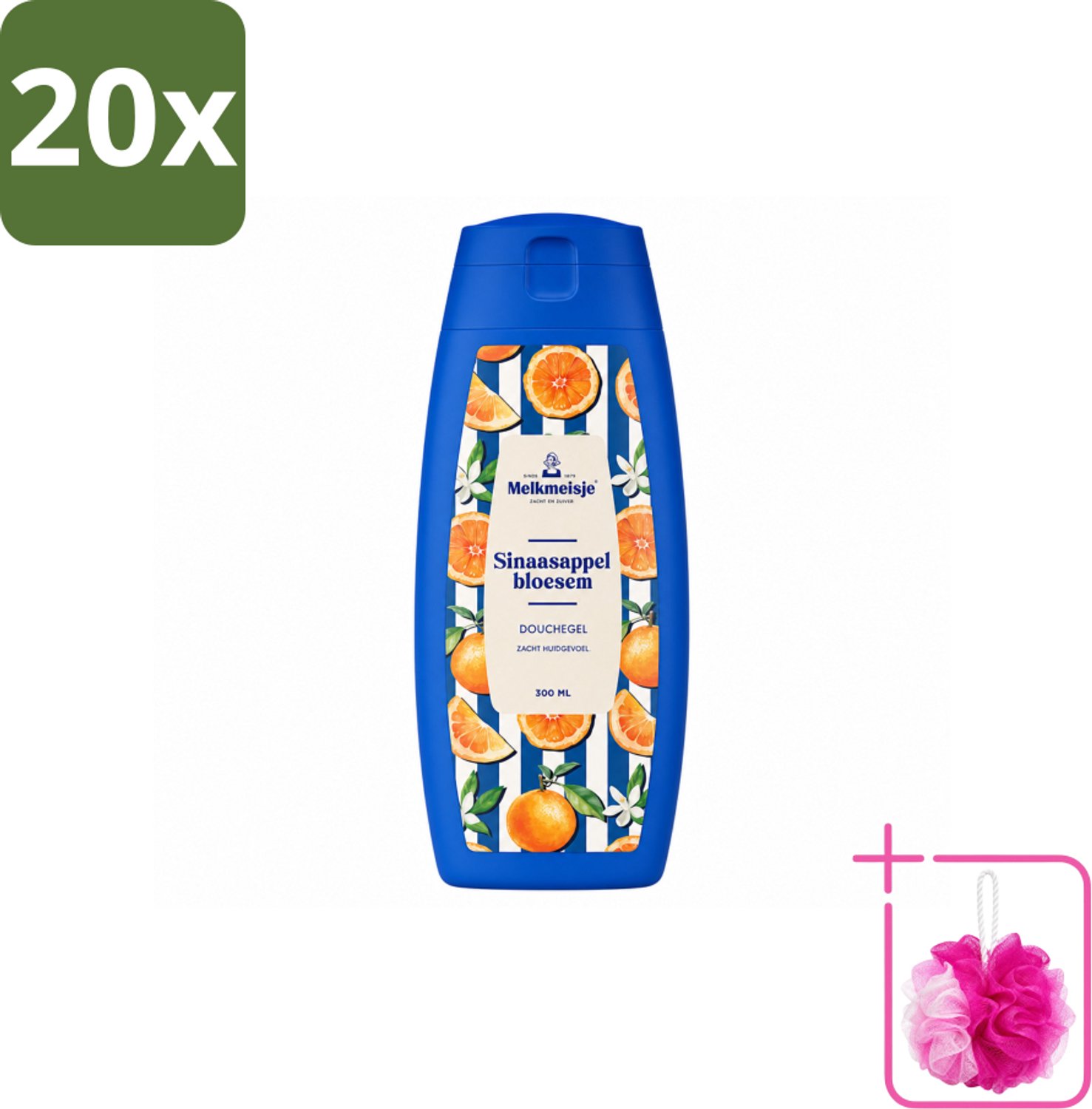 20 x Melkmeisje – Douchegel – Sinaasappelbloesem – 300 ml - Bulkverpakking - Douchegel sinaasappel - Douchemop - Douchegel sinaasappelbloesem