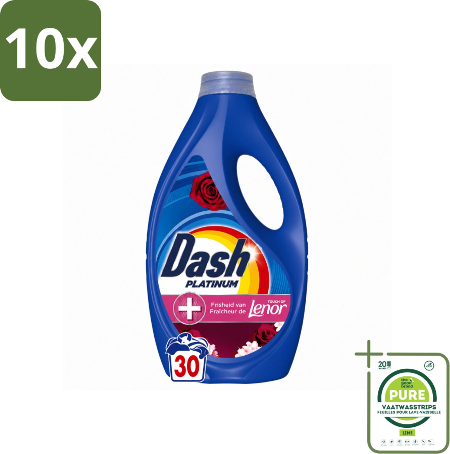 10 x Dash – Wasmiddel – Jasmin & Rose de Mai – 1350 ml - Grootverpakking - Vaatwasstrips - Wasmiddel - Katoen - Frisheid - Vlekverwijdering - Reiniging