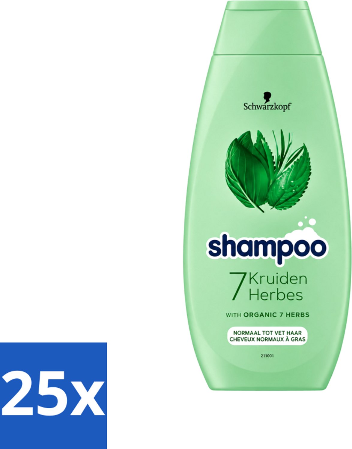 25 x Schwarzkopf - Shampoo - 7 Kruiden - Normaal tot Vet haar - 400 ml - Voordeelverpakking - 25 stuks