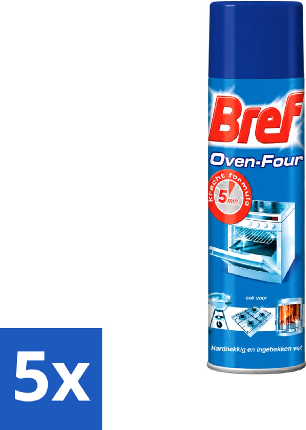 5 x Bref - Oven Spray - Tegen Hardnekkig en Ingebakken Vet - 450 ml - Voordeelverpakking - 5 stuks